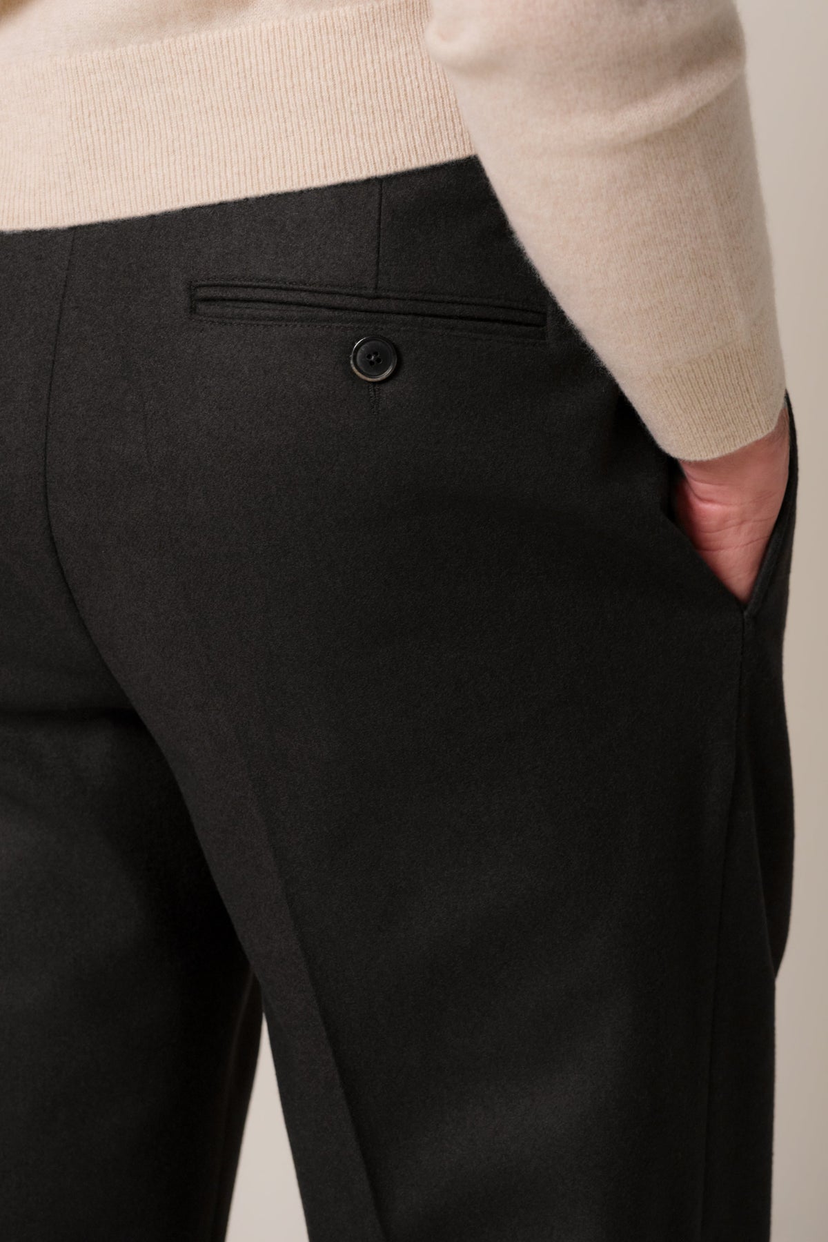 Donkerbruine melton wollen broek