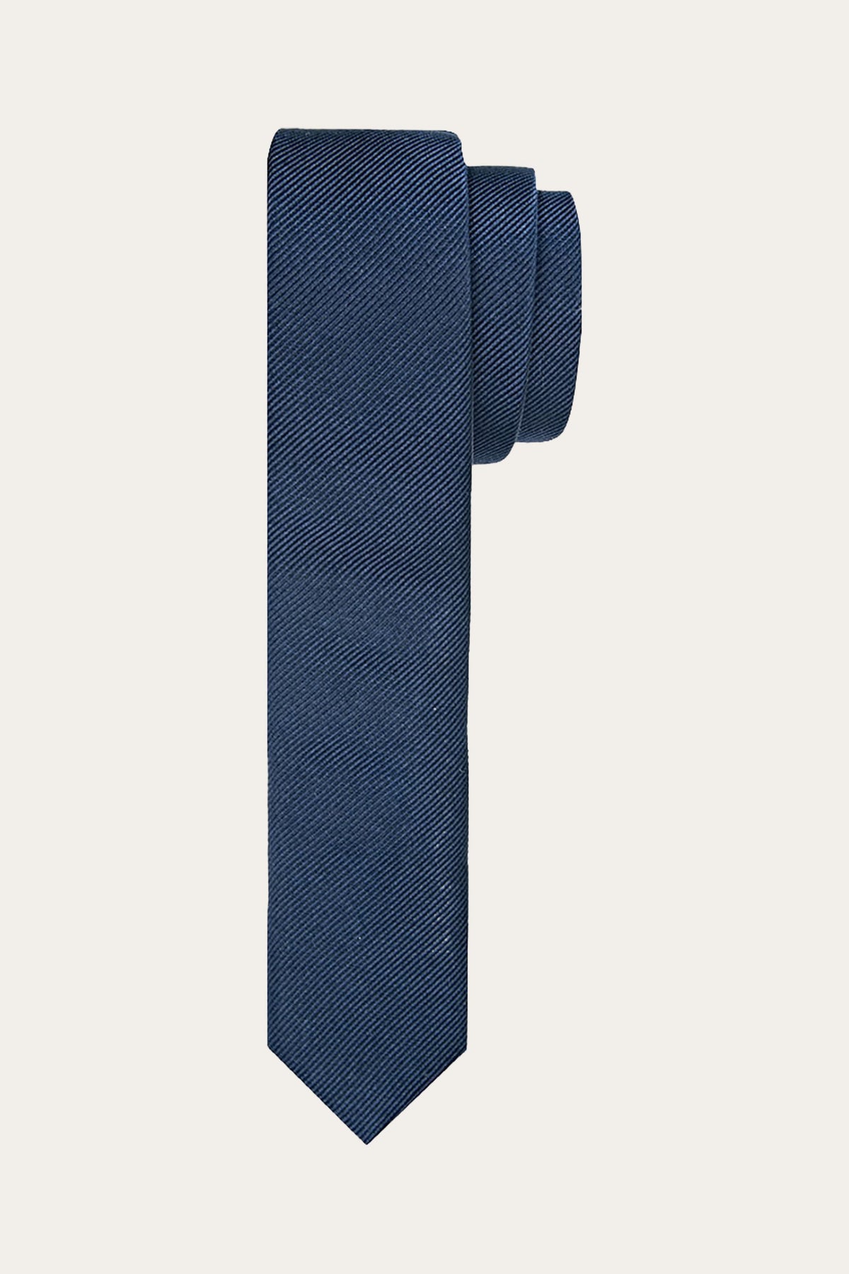 Navy smalle zijden das