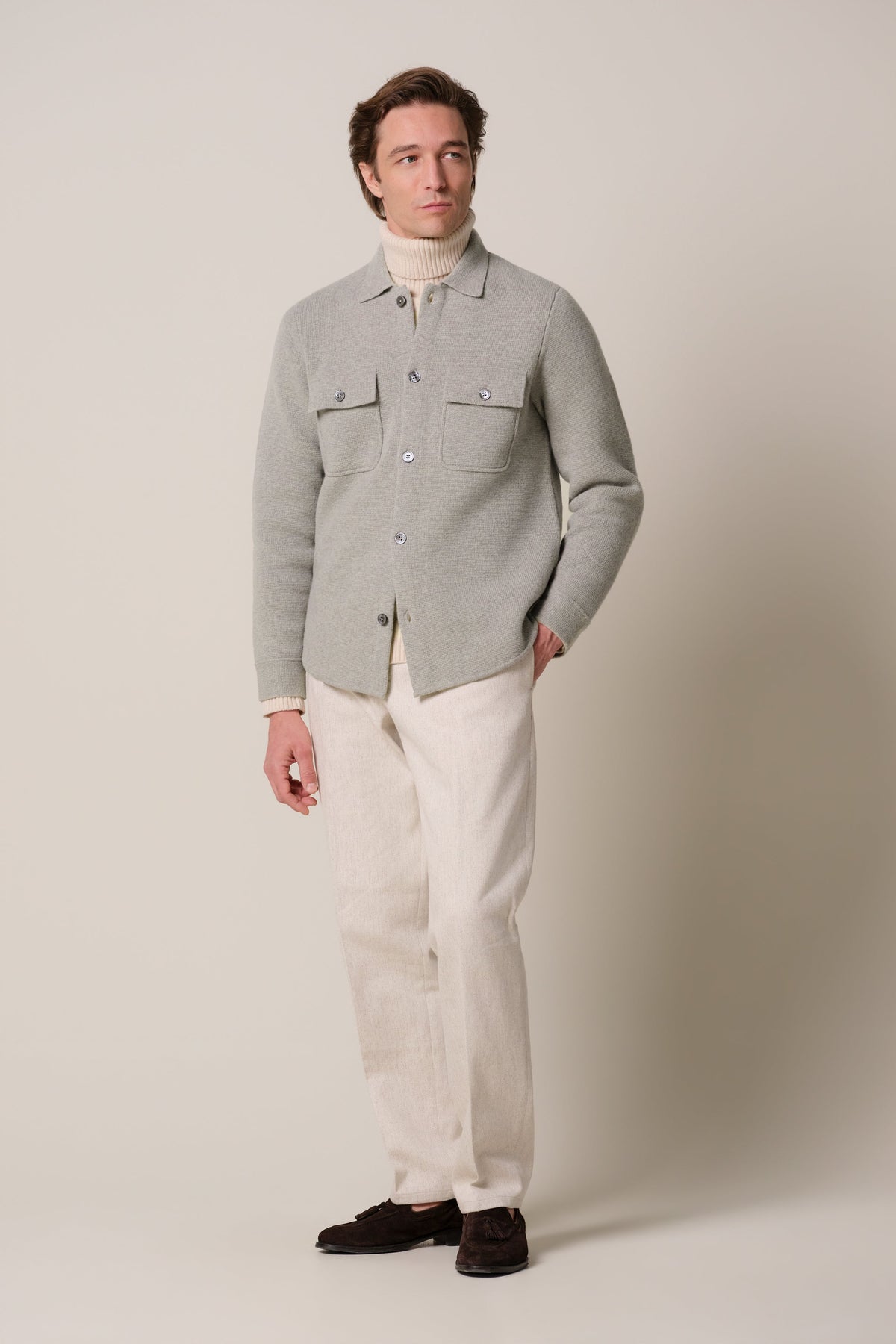 Grijs merino wollen overshirt
