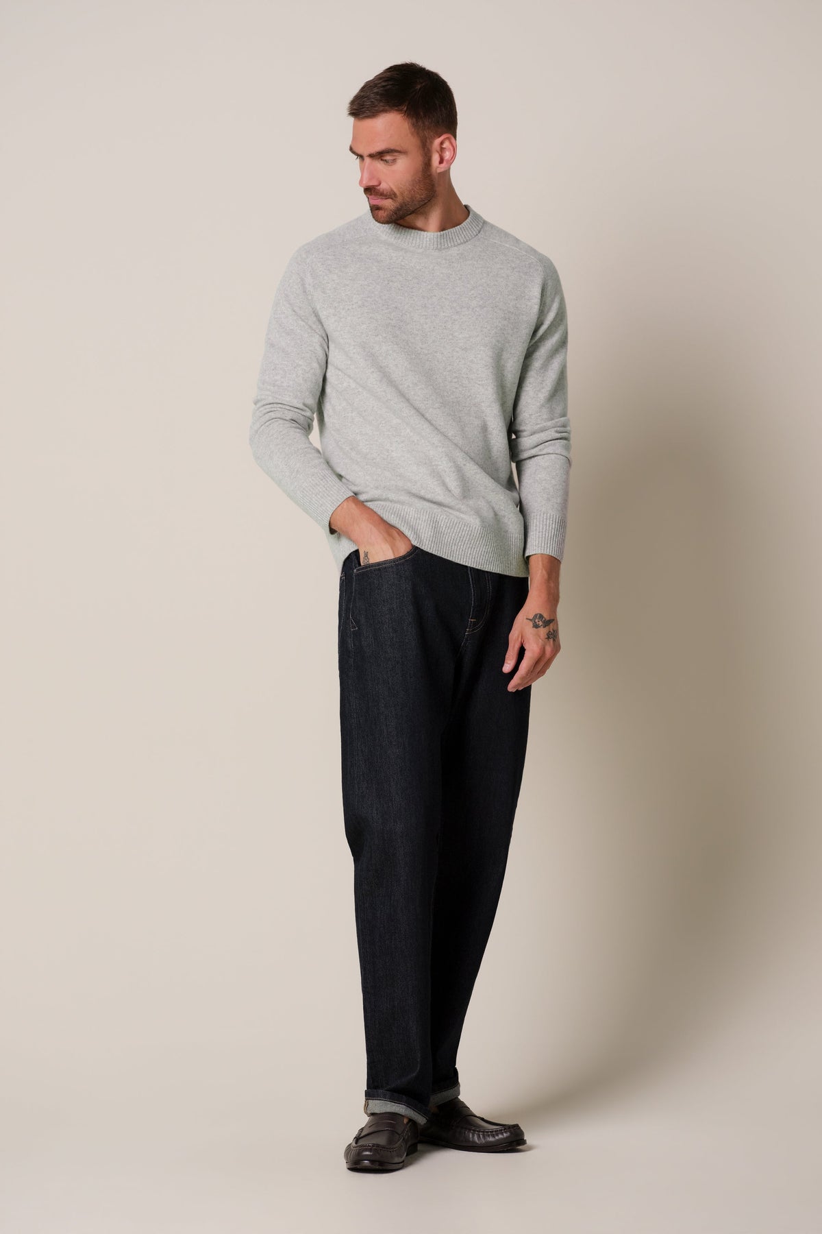 Grijze soft wollen crewneck