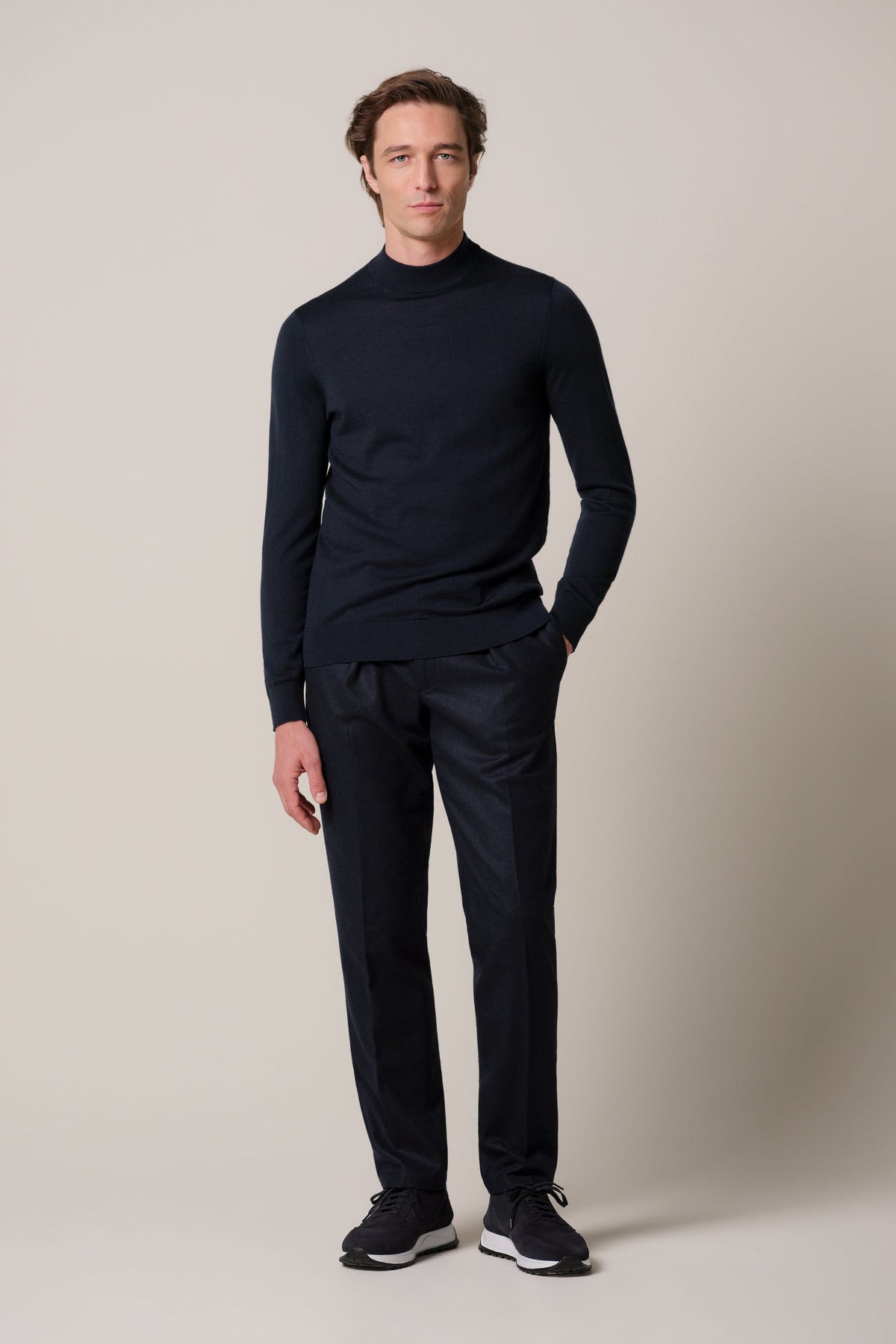 Navy merino mockneck