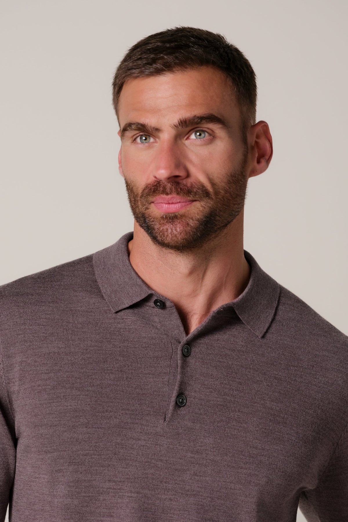Aubergine merino polo