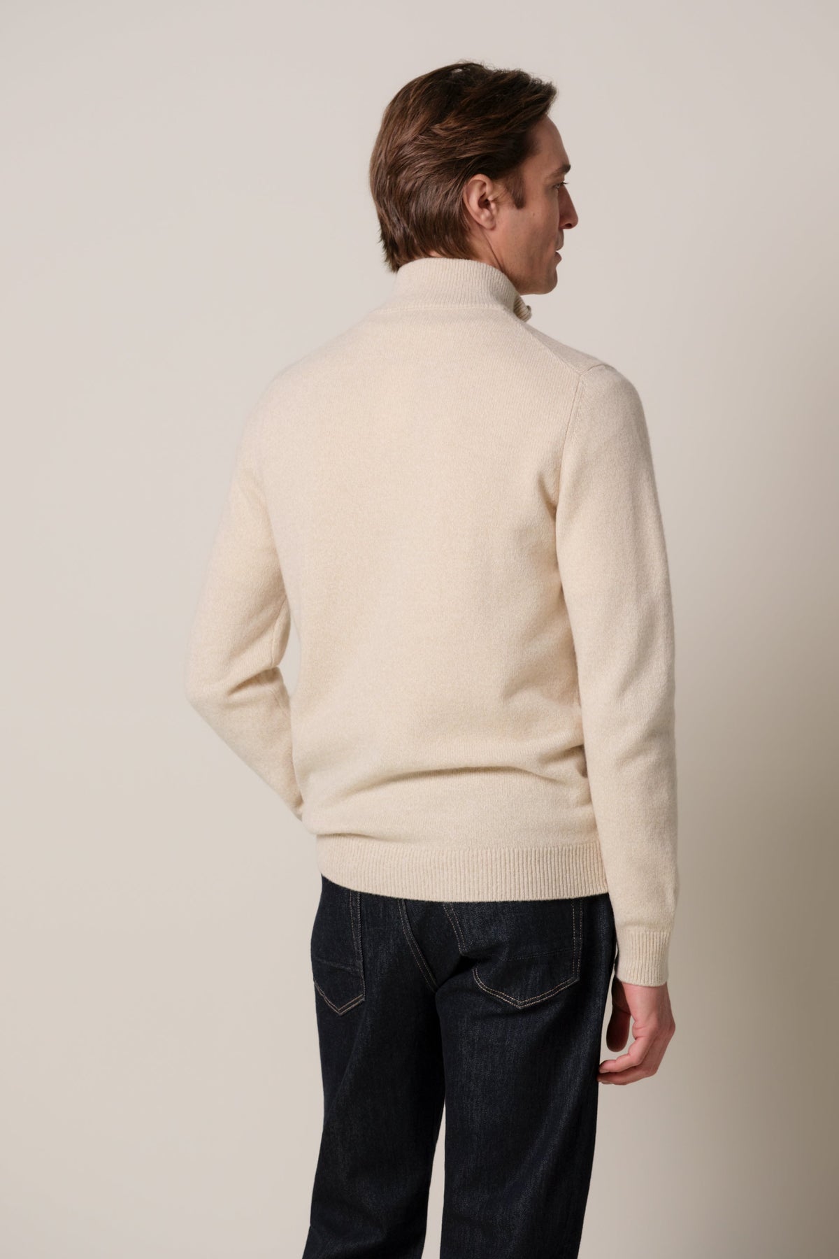 Zand two-tone wollen half zip