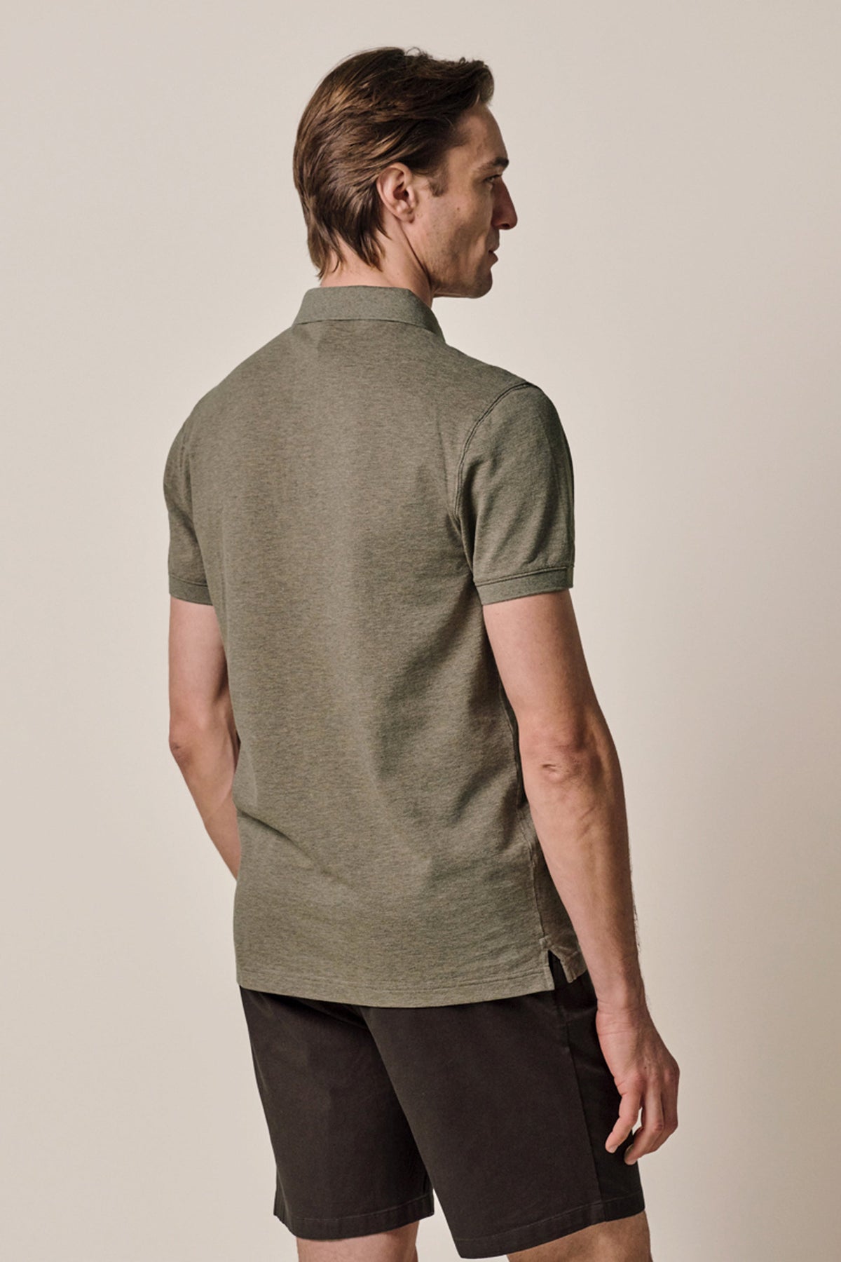 Lichtbruin stretch piqué polo