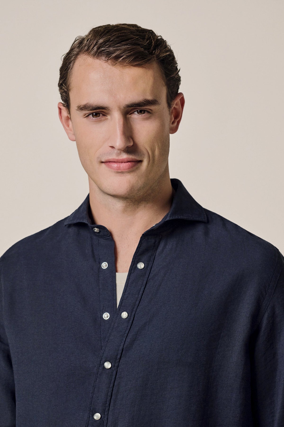 Navy casual overhemd