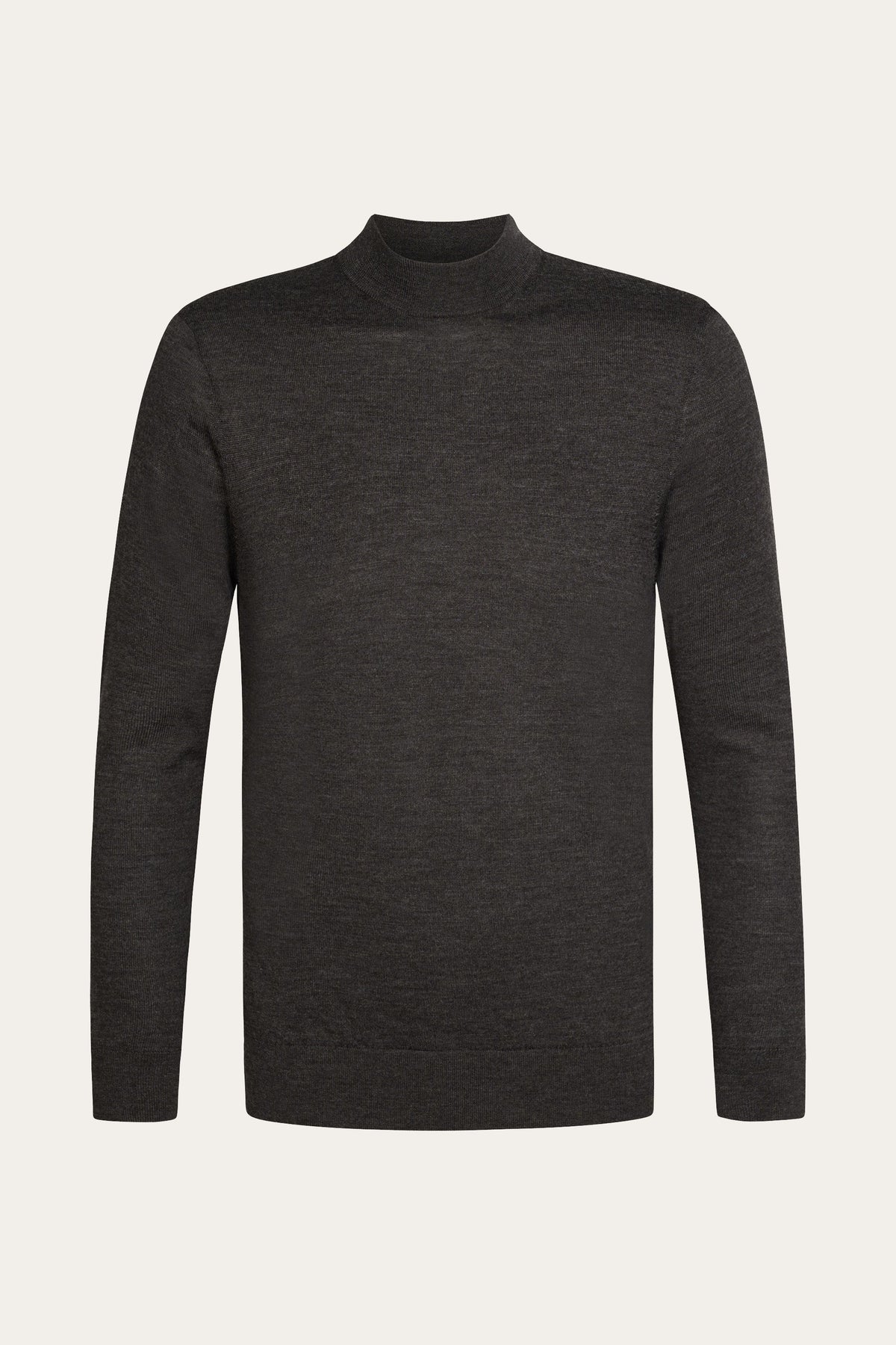 Donkerbruine merino mockneck