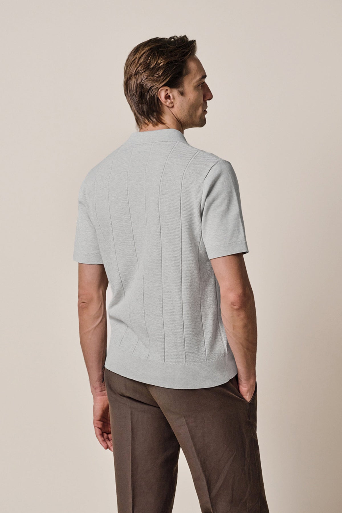 Lichtgrijze Aero Ease streep polo