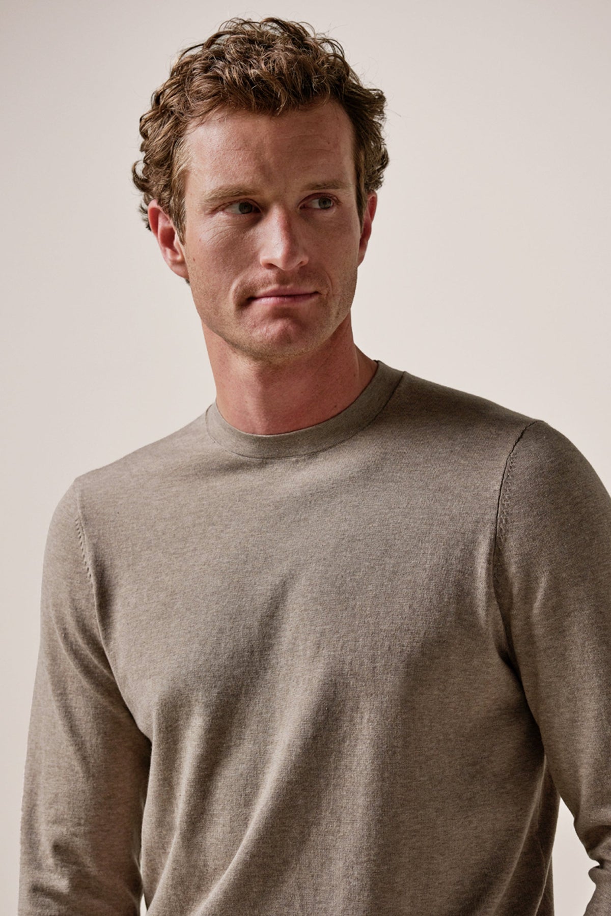 Beige Luxury Basic crewneck