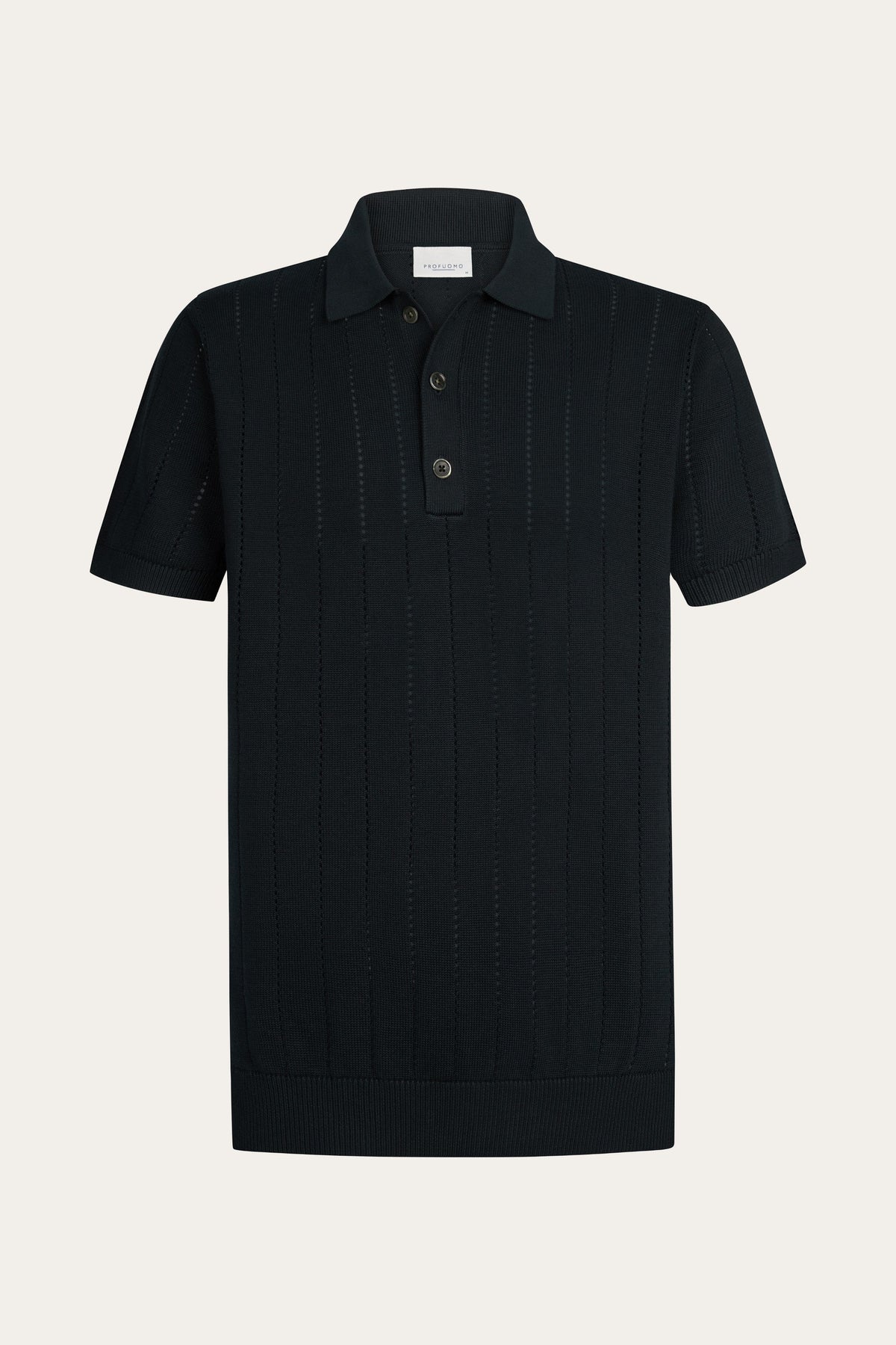 Navy katoenen rib polo