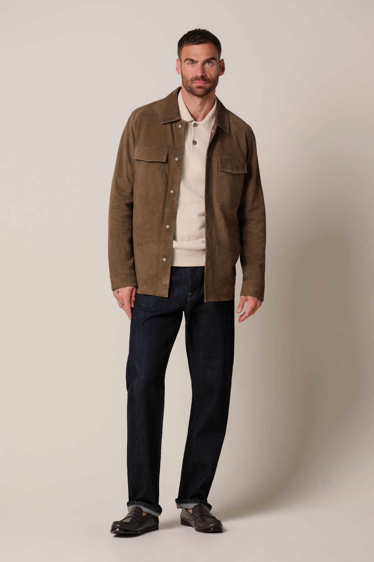 Bruin suede overshirt