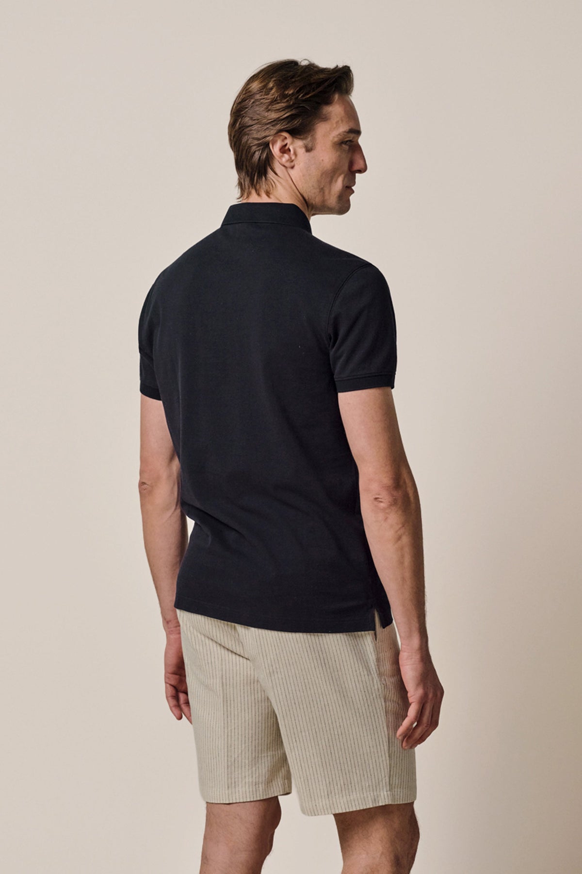Navy stretch piqué polo