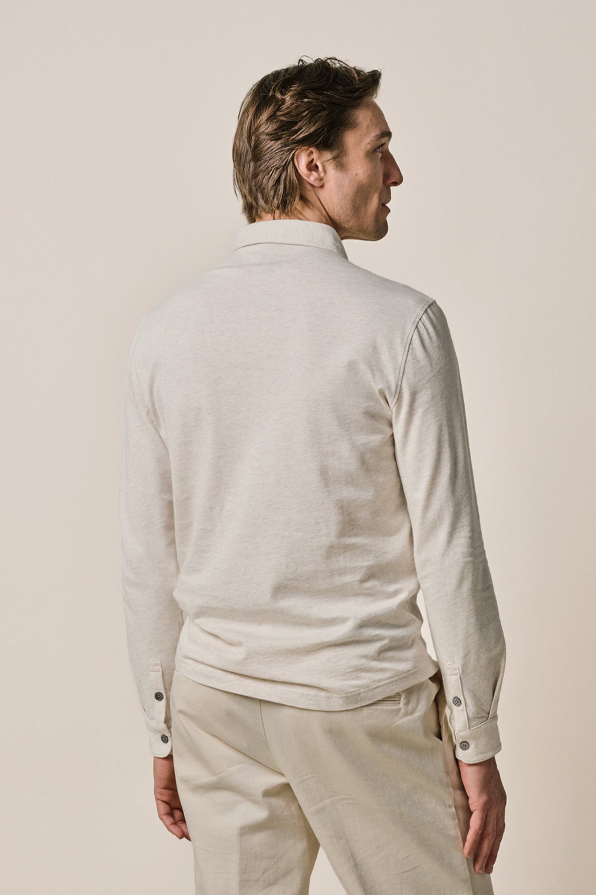 Beige single jersey polo