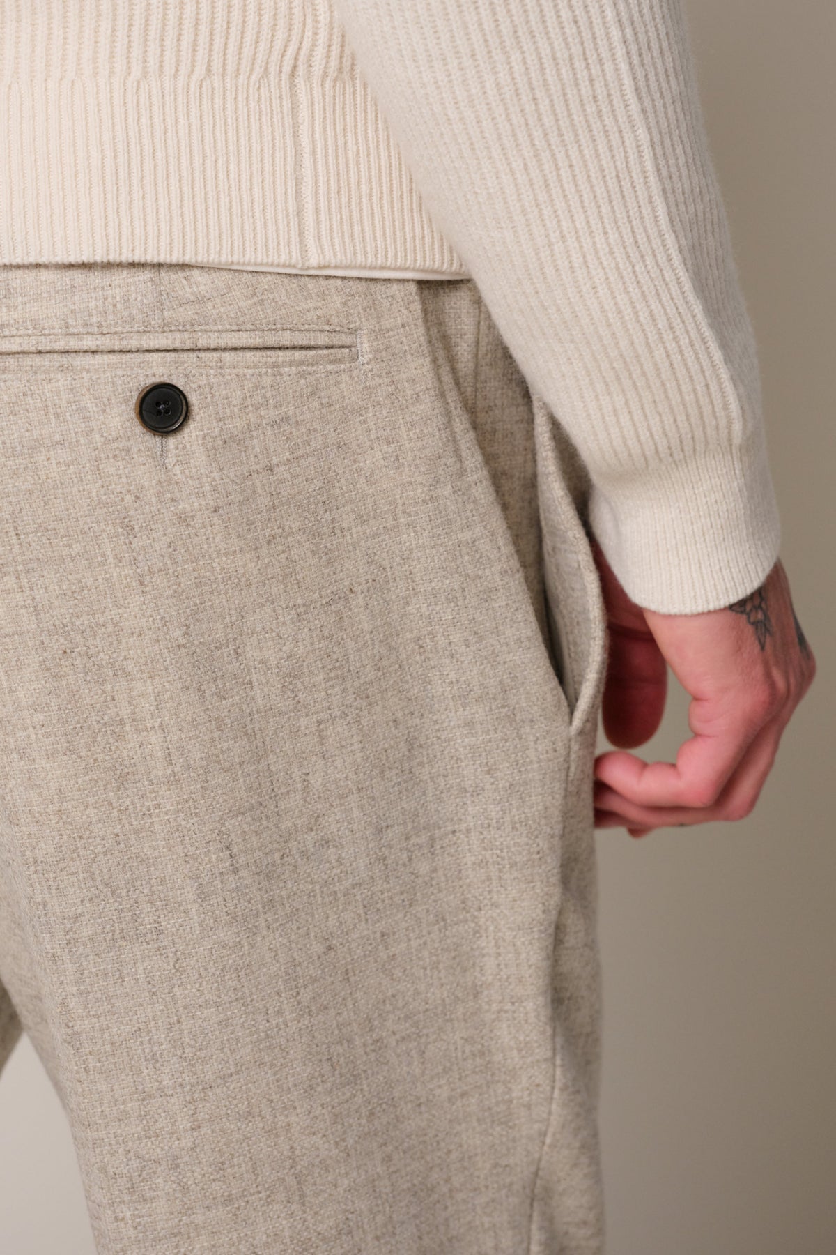 Lichtbeige wollen broek