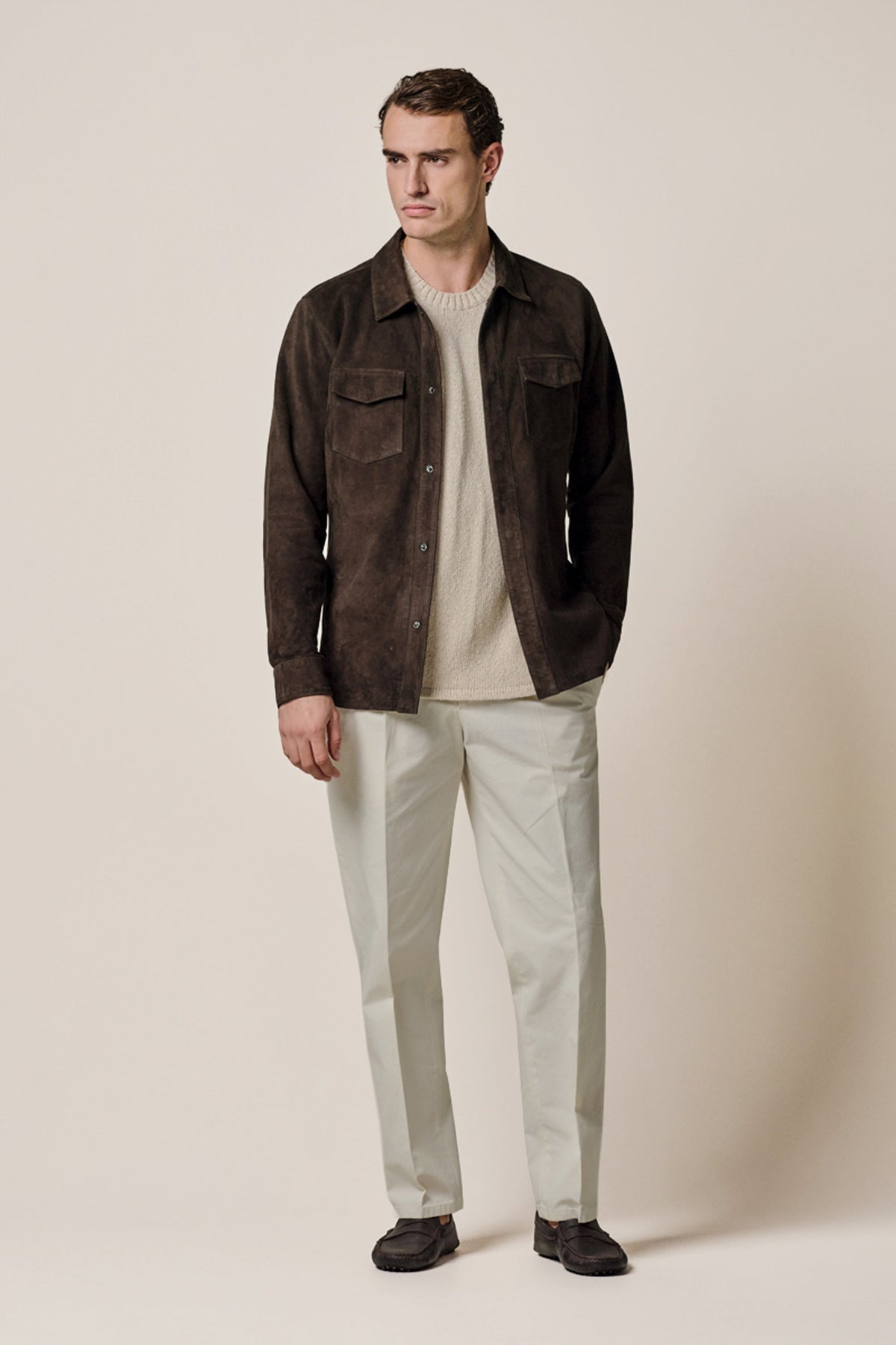 Donkerbruin suede overshirt