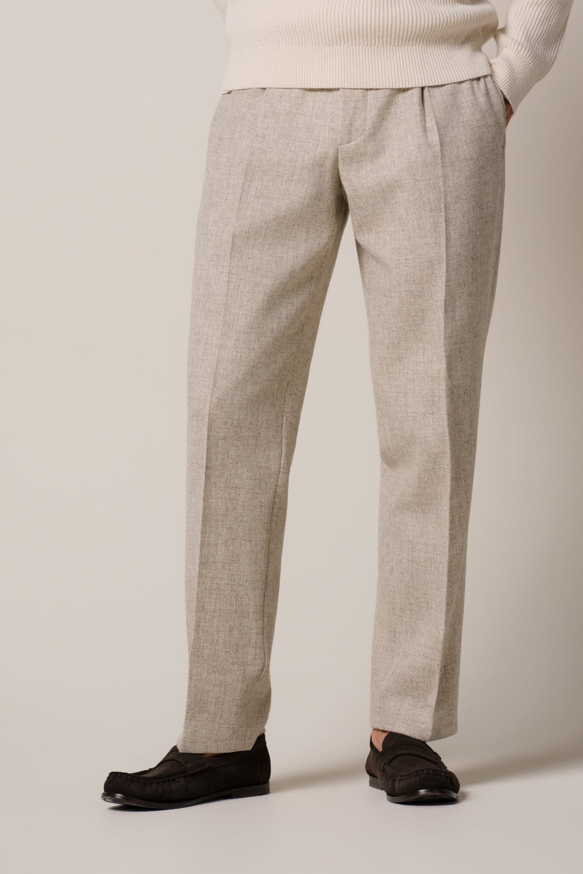 Lichtbeige wollen broek