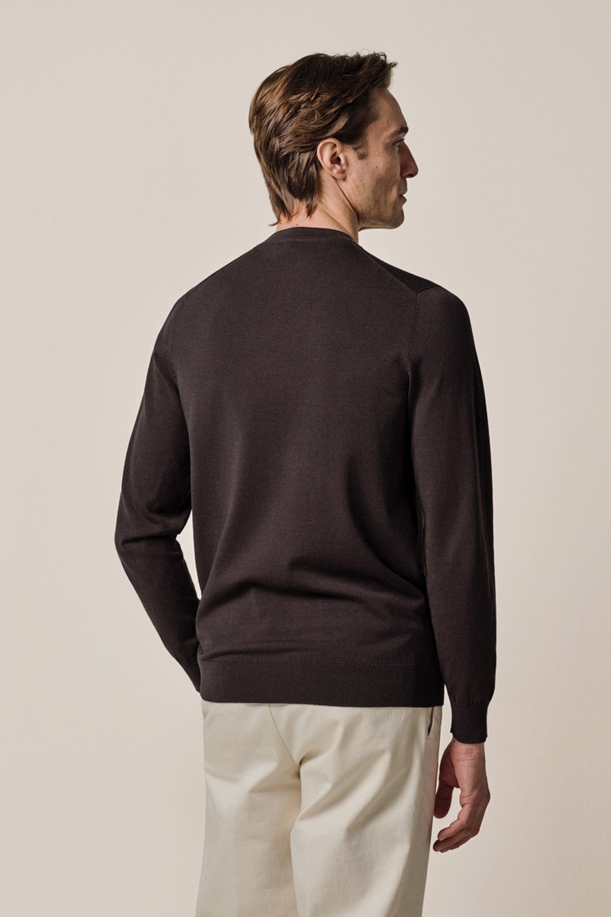 Donkerbruine Luxury Basic crewneck