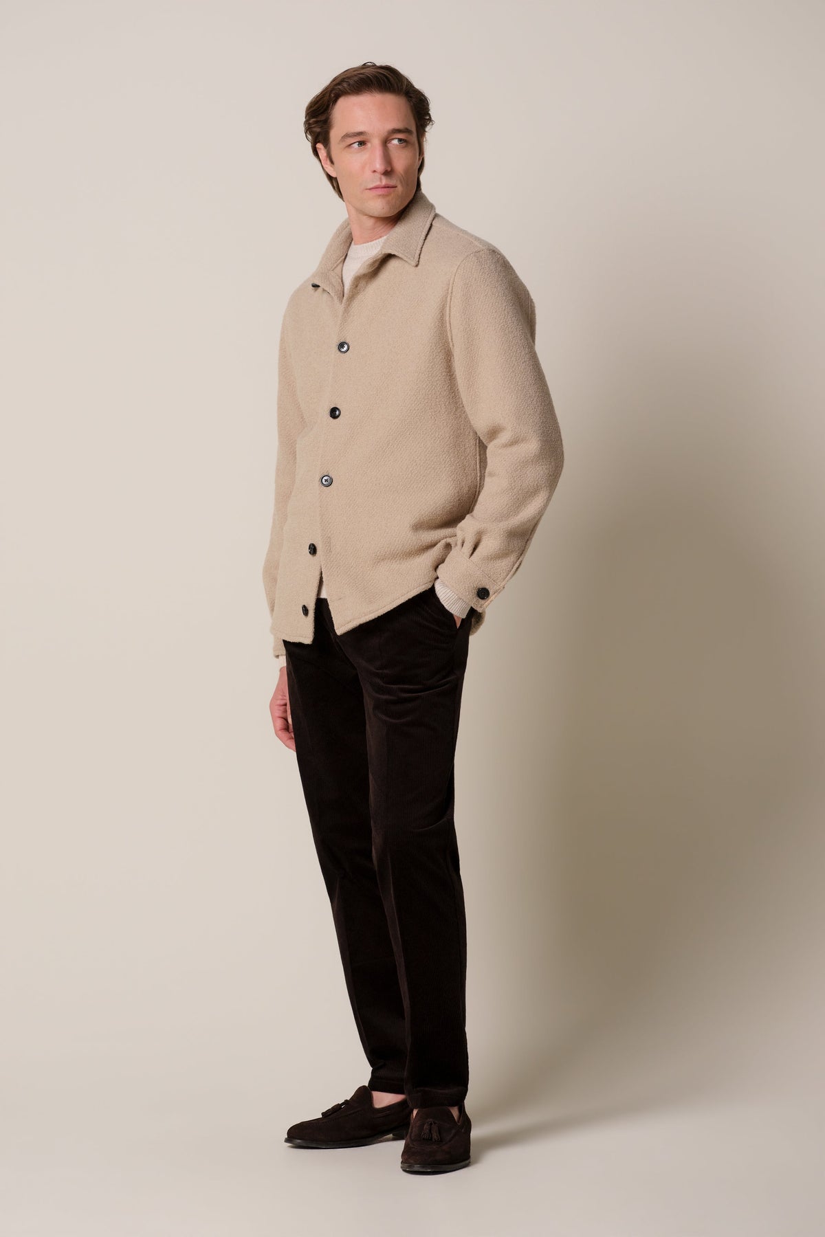 Lichtbeige boucle overshirt