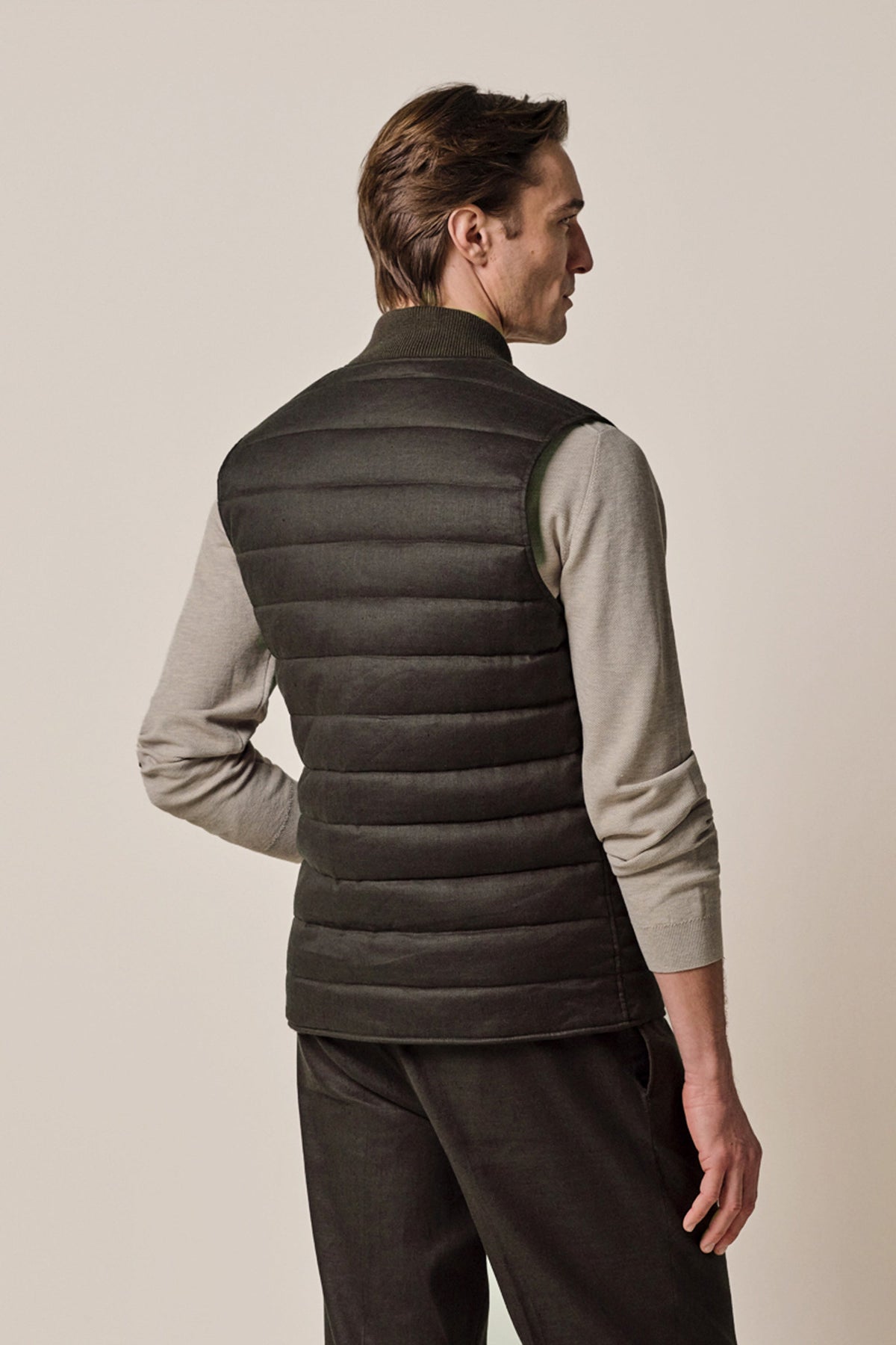Donkerbruine linnen-katoen bodywarmer