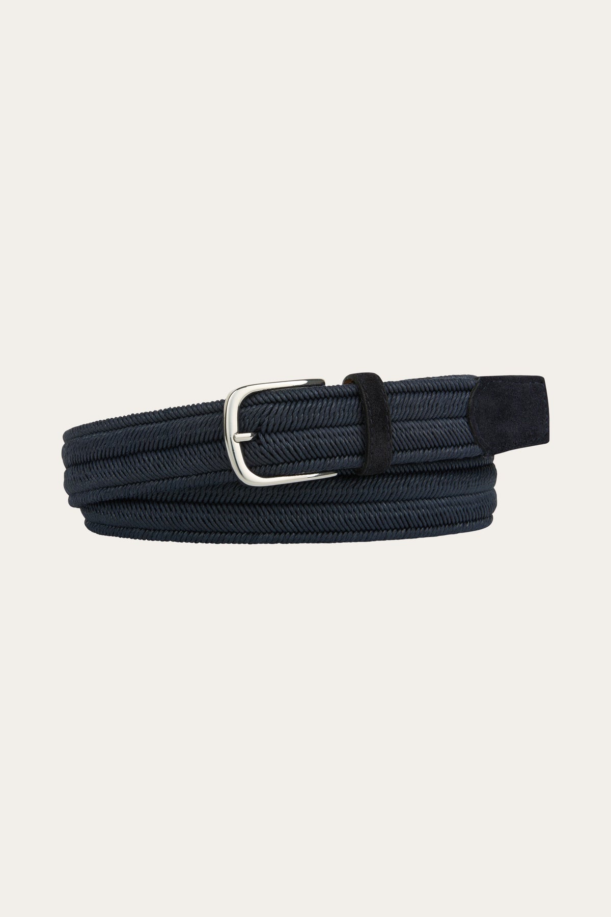 Navy waxed elastische riem