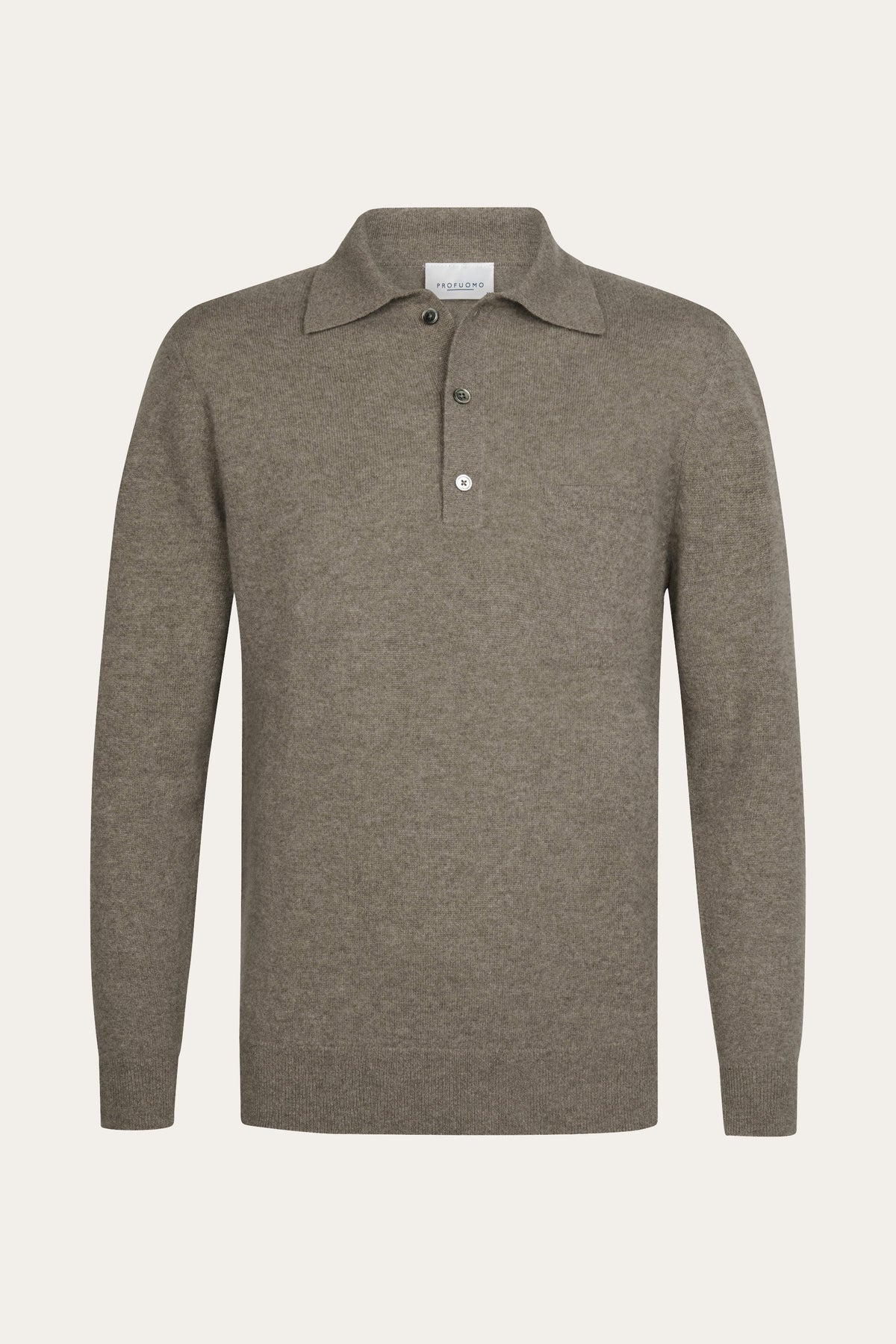 Donkerbeige cashmere polo