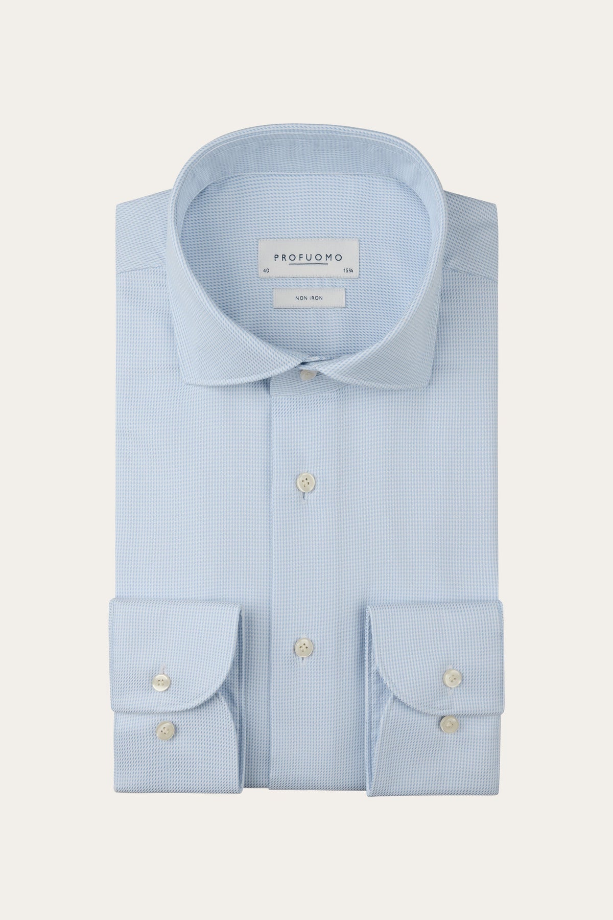 Blauw dobby overhemd
