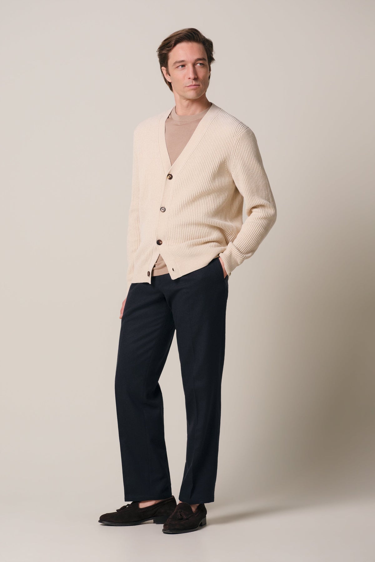 Navy melton wollen broek