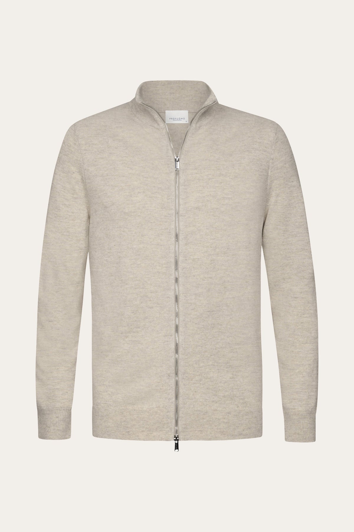 Beige wol blend full zip cardigan