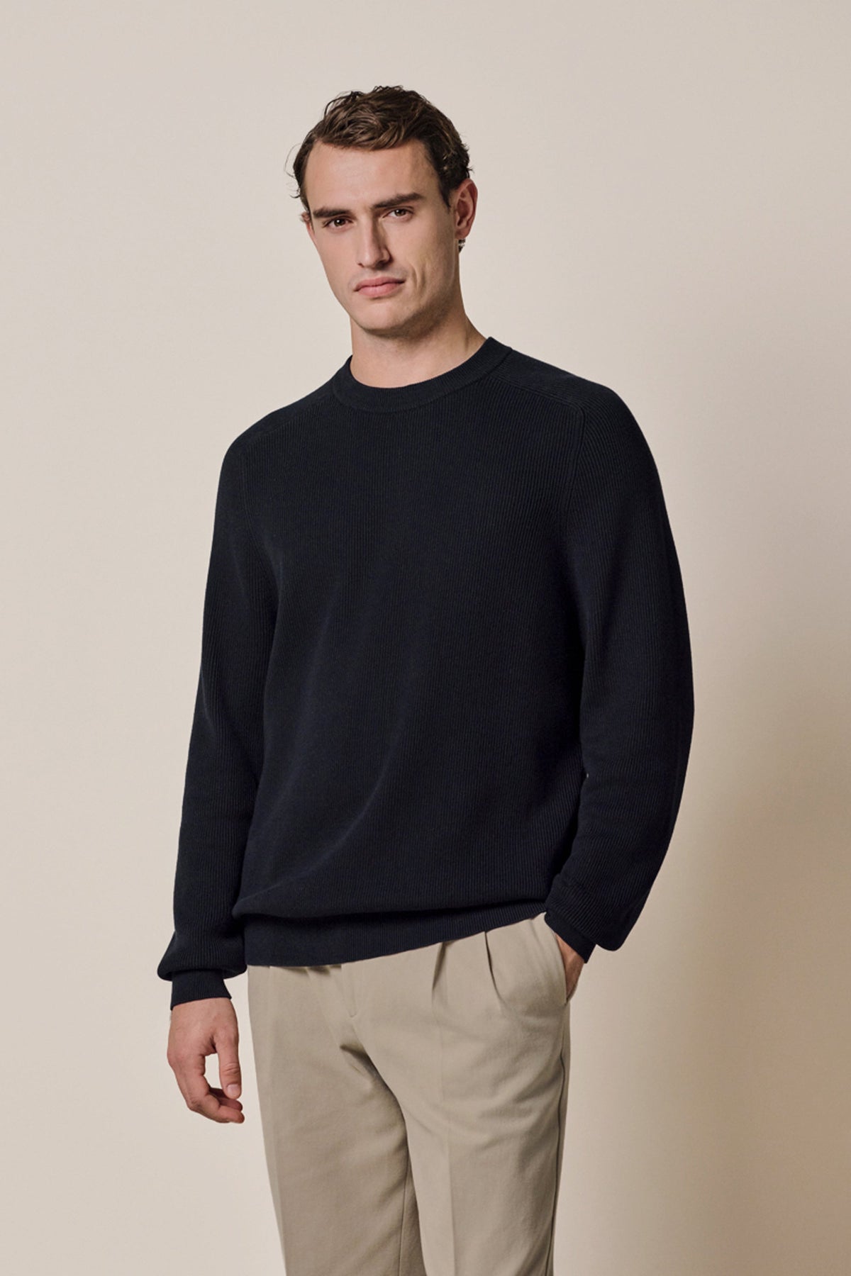 Navy katoenen crewneck