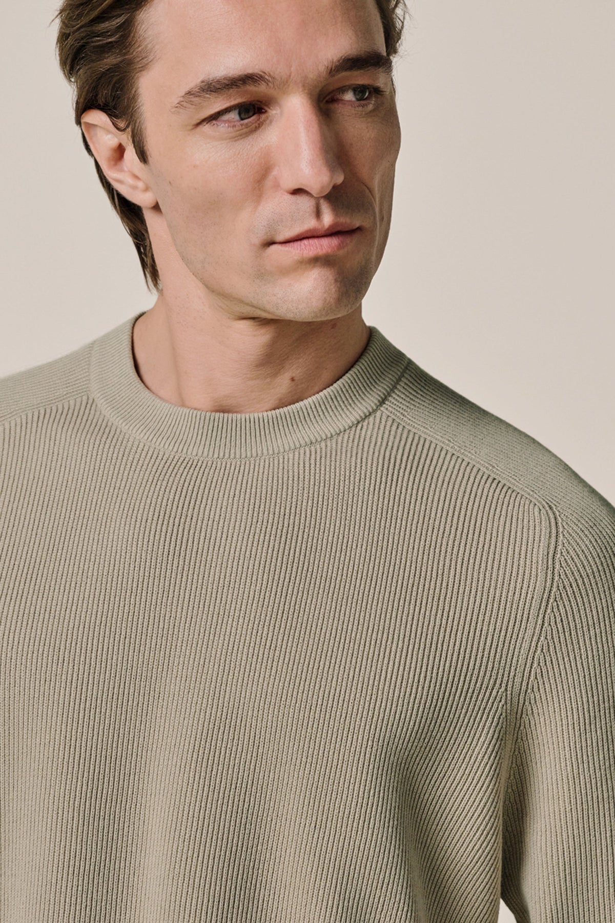 Beige katoenen crewneck