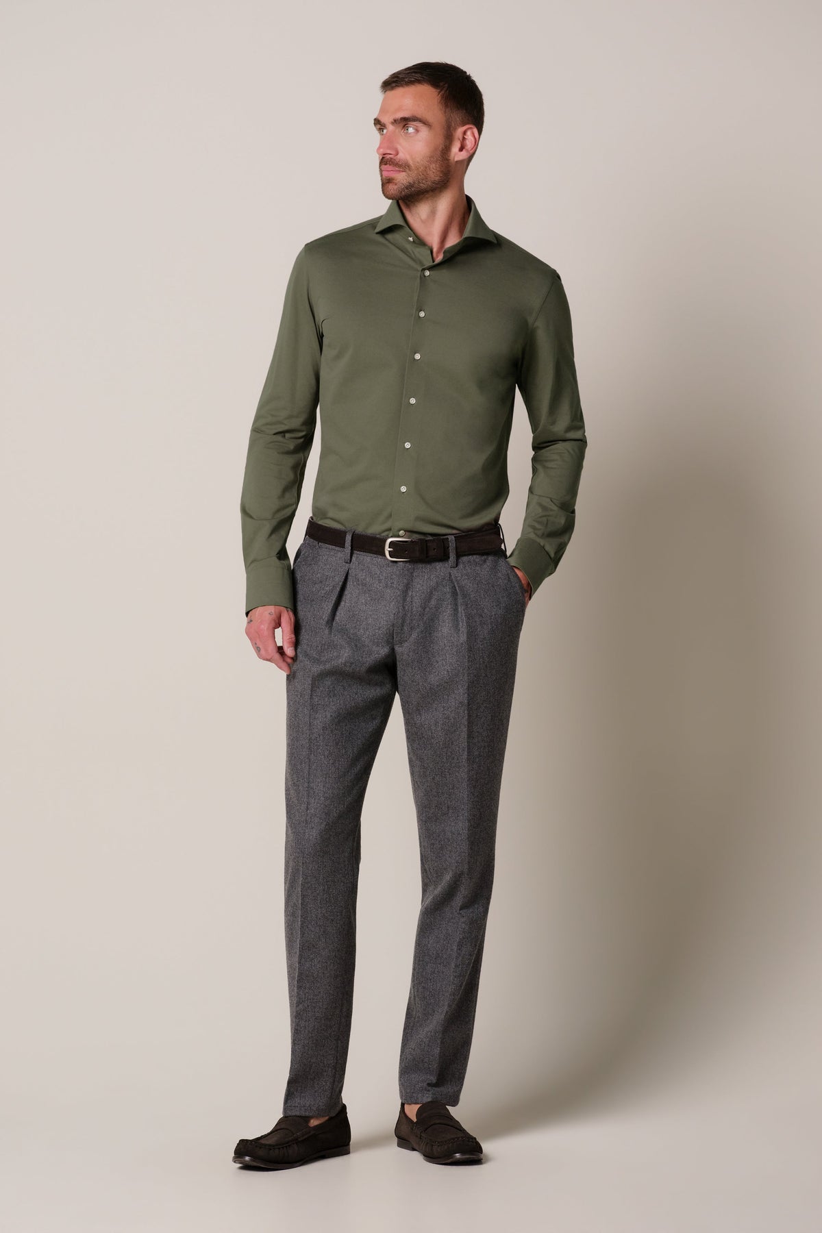 Groen Japanese knitted overhemd