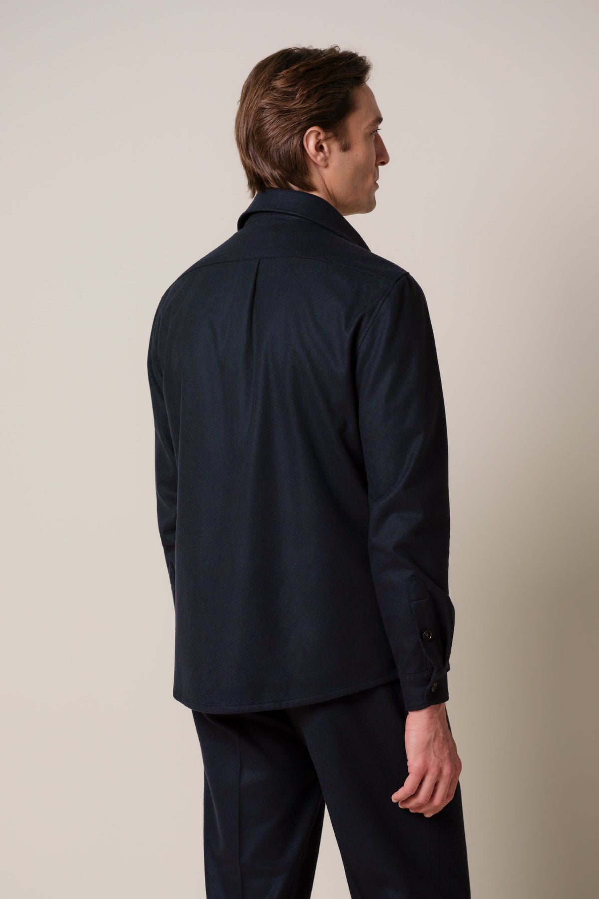 Navy melton wollen overshirt