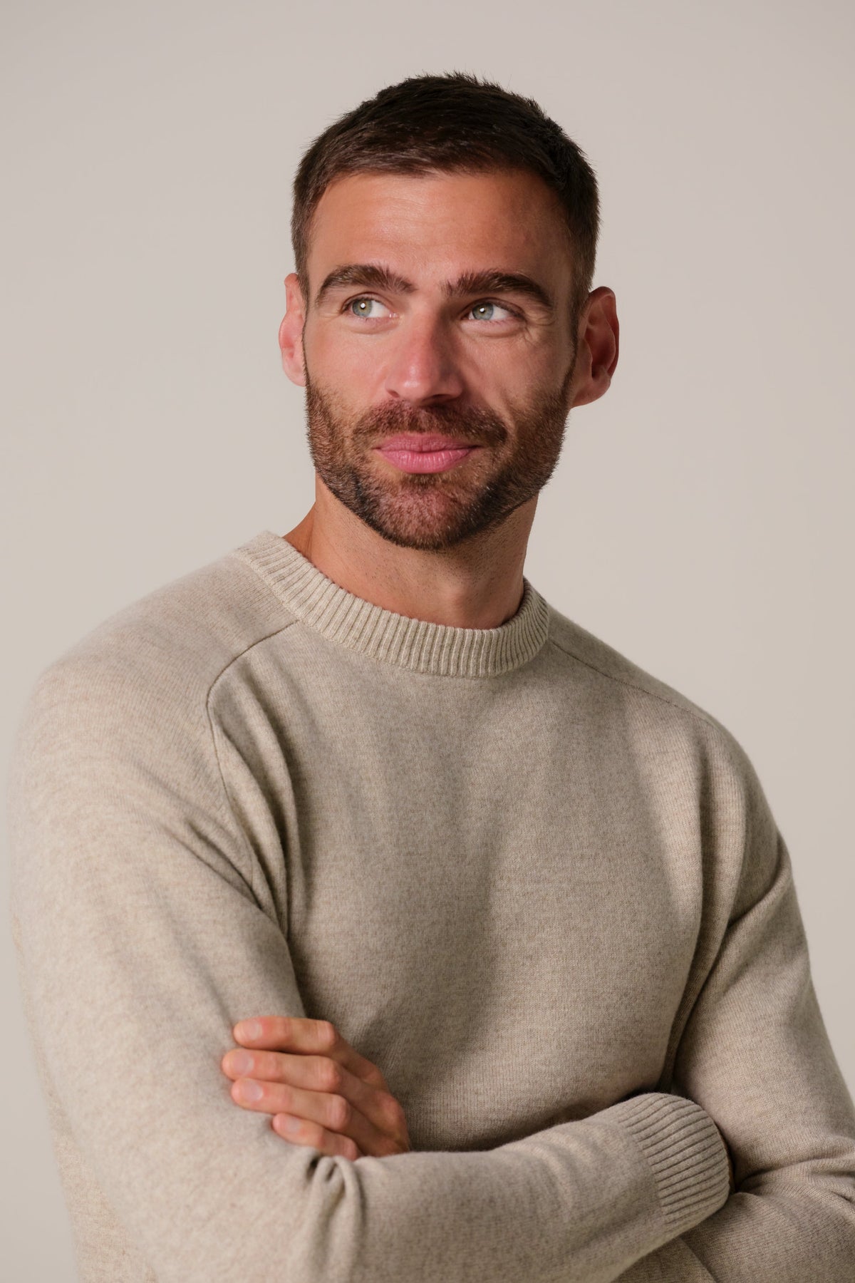 Beige soft wollen crewneck