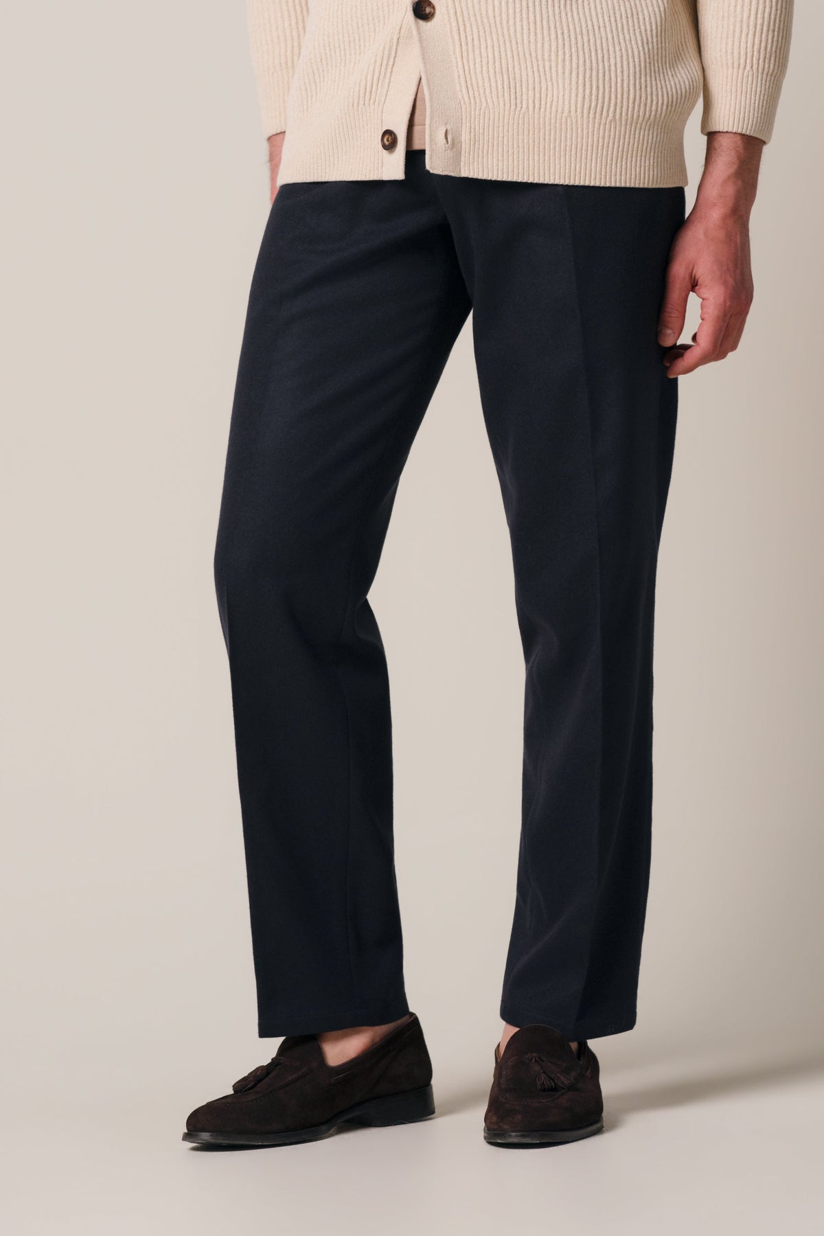 Navy melton wollen broek