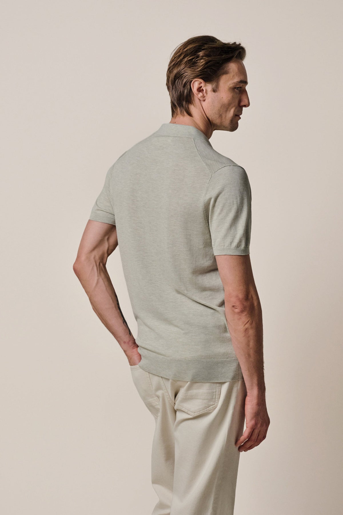 Lichtgroene Luxury Basic polo open kraag
