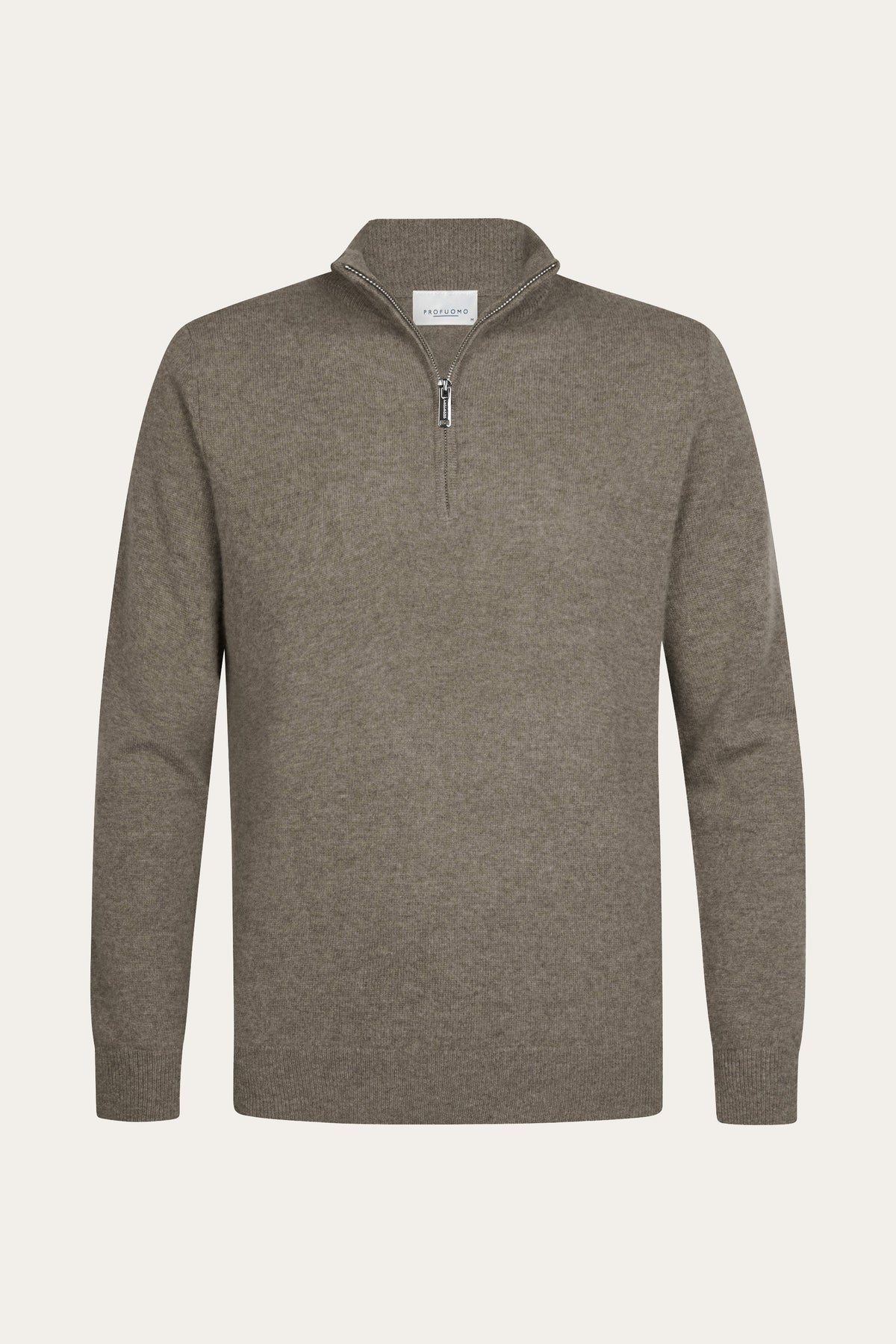 Donkerbeige cashmere half zip