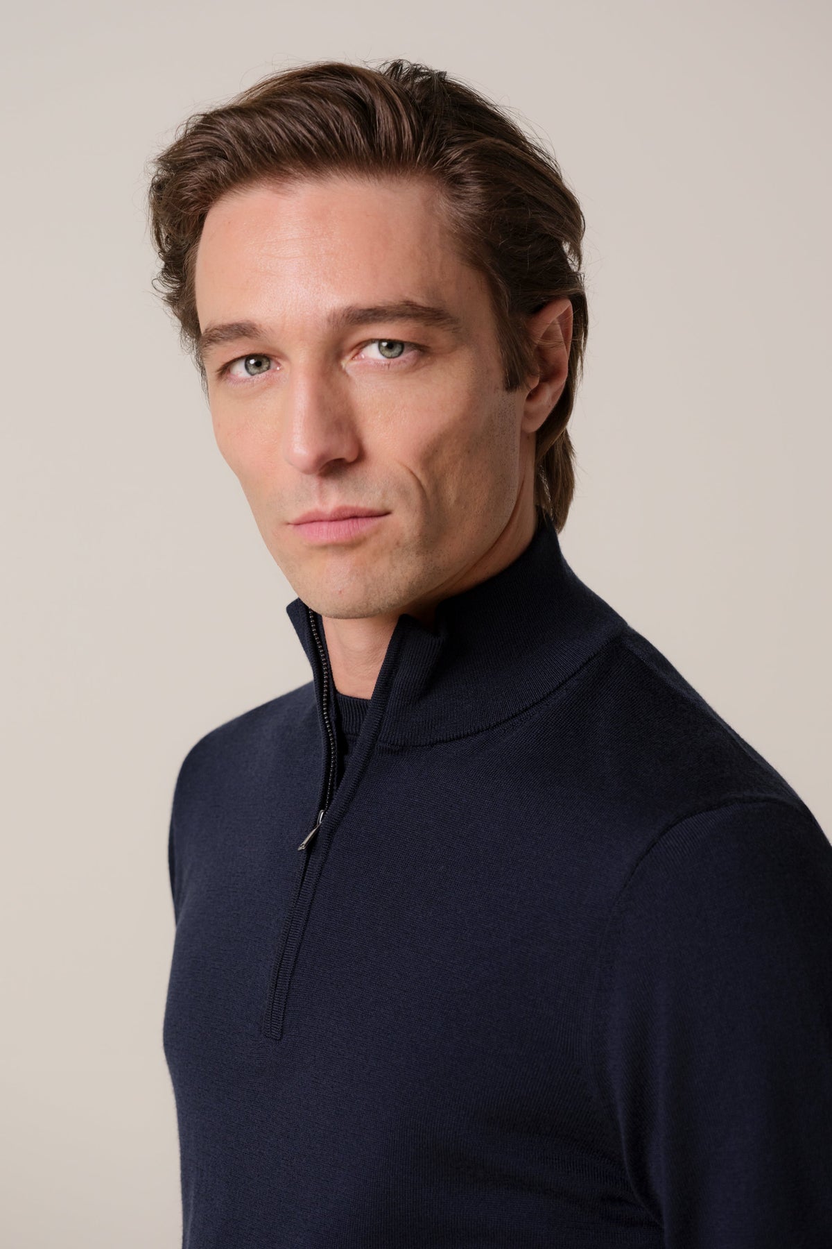 Navy merino half zip