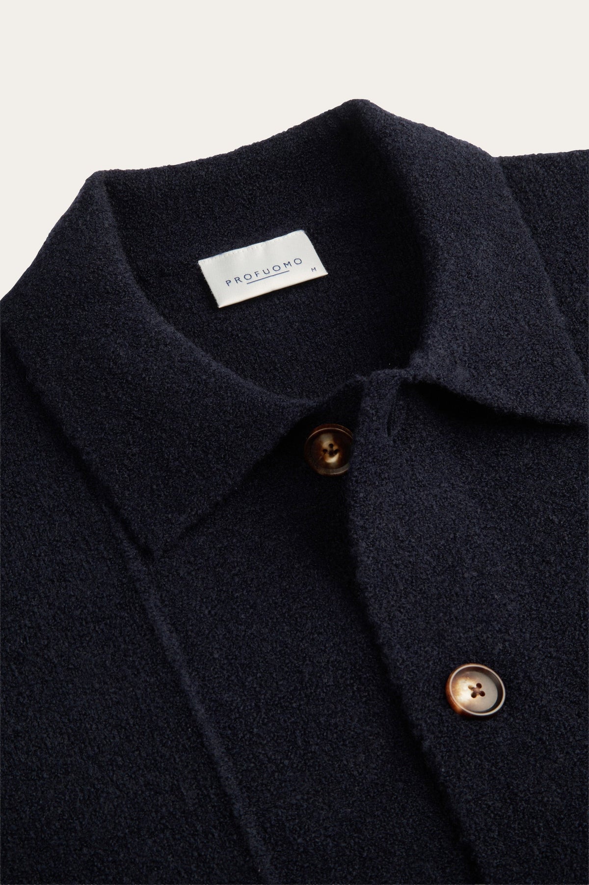 Navy boiled wollen full button polo