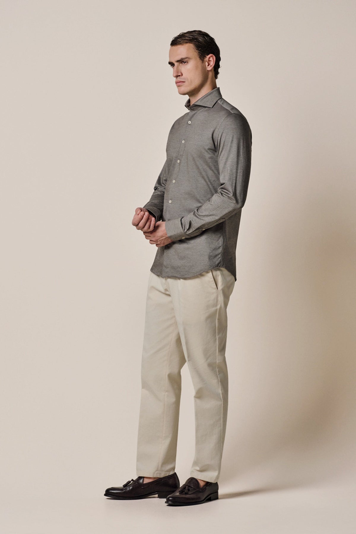 Bruin Japanese knitted overhemd