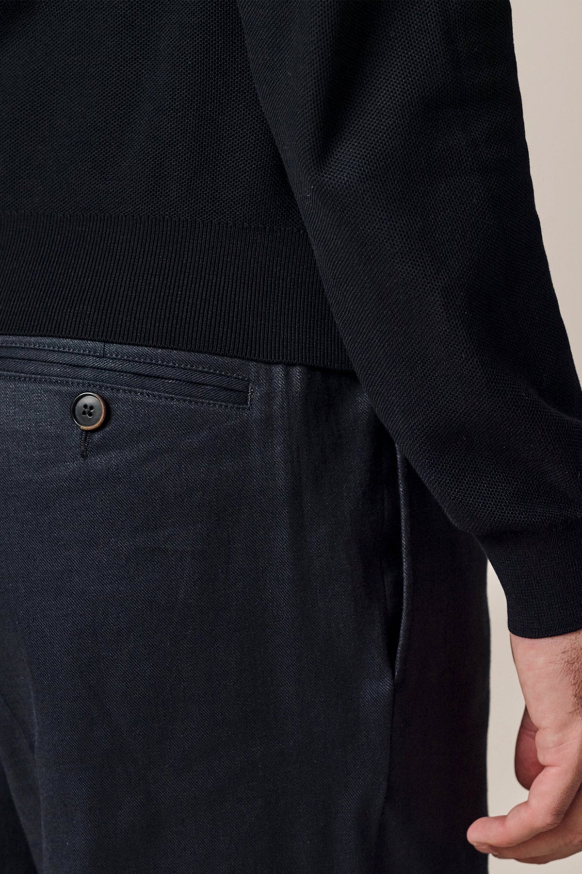 Navy linnen-katoen loose fit broek