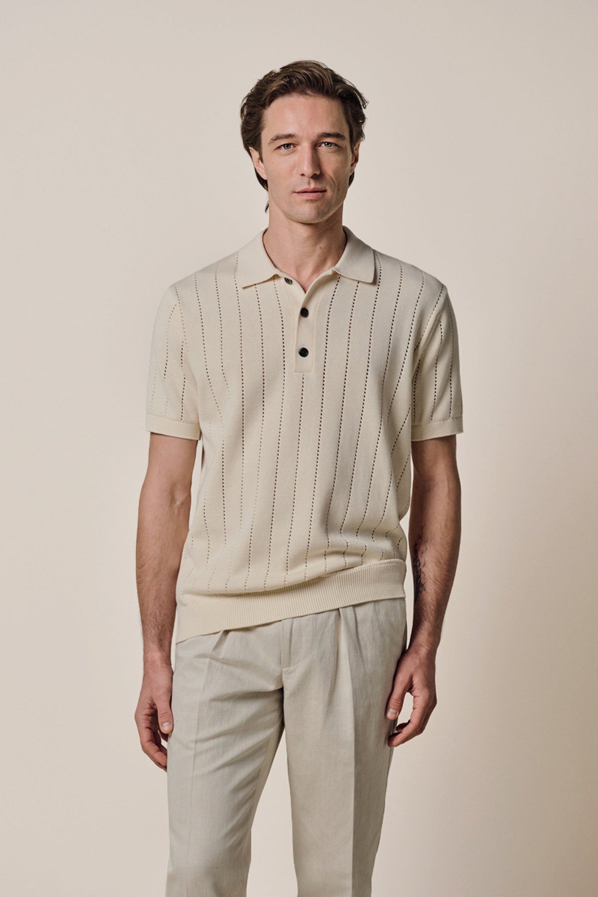 Off-white katoen rib polo