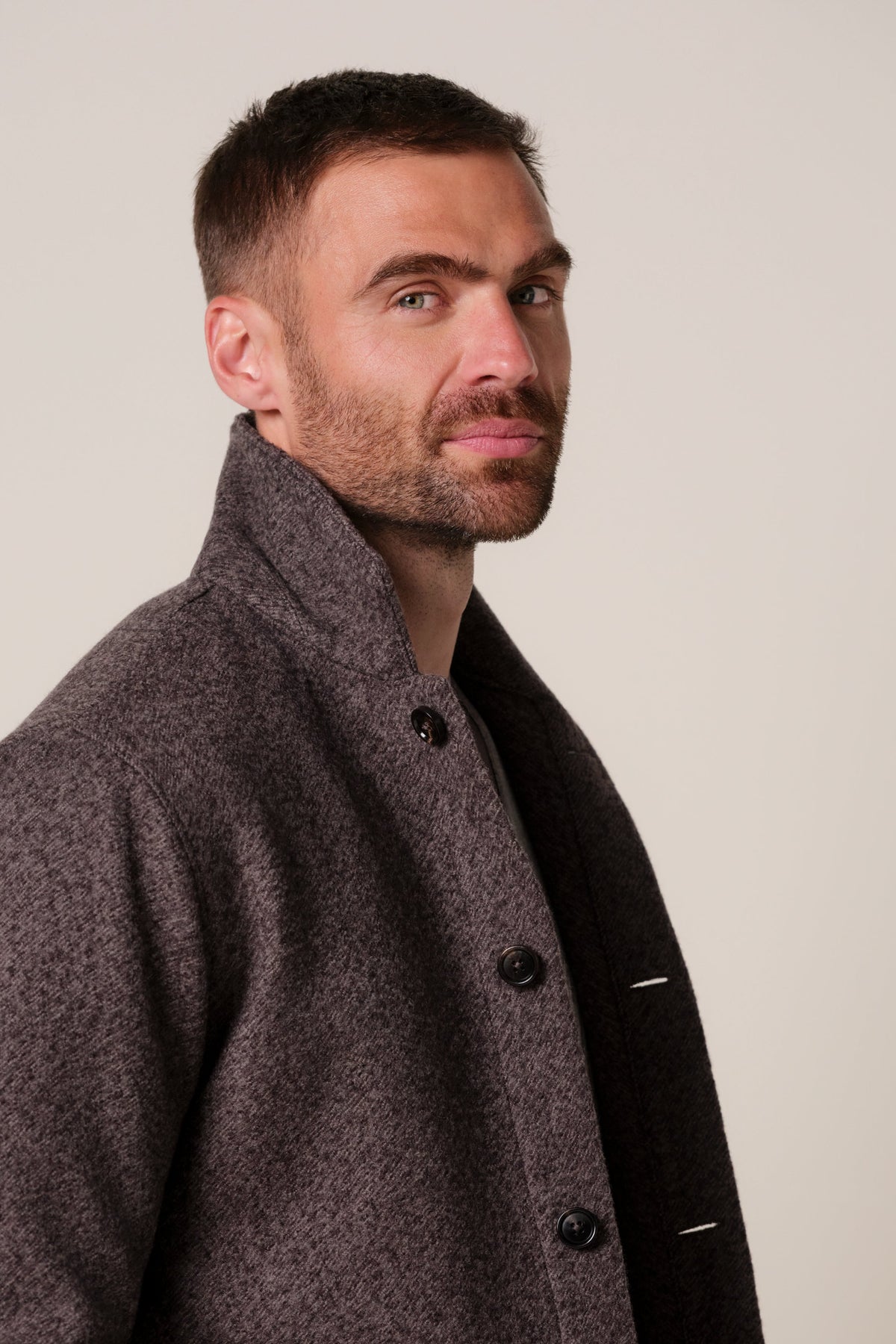 Aubergine boiled wollen overshirt