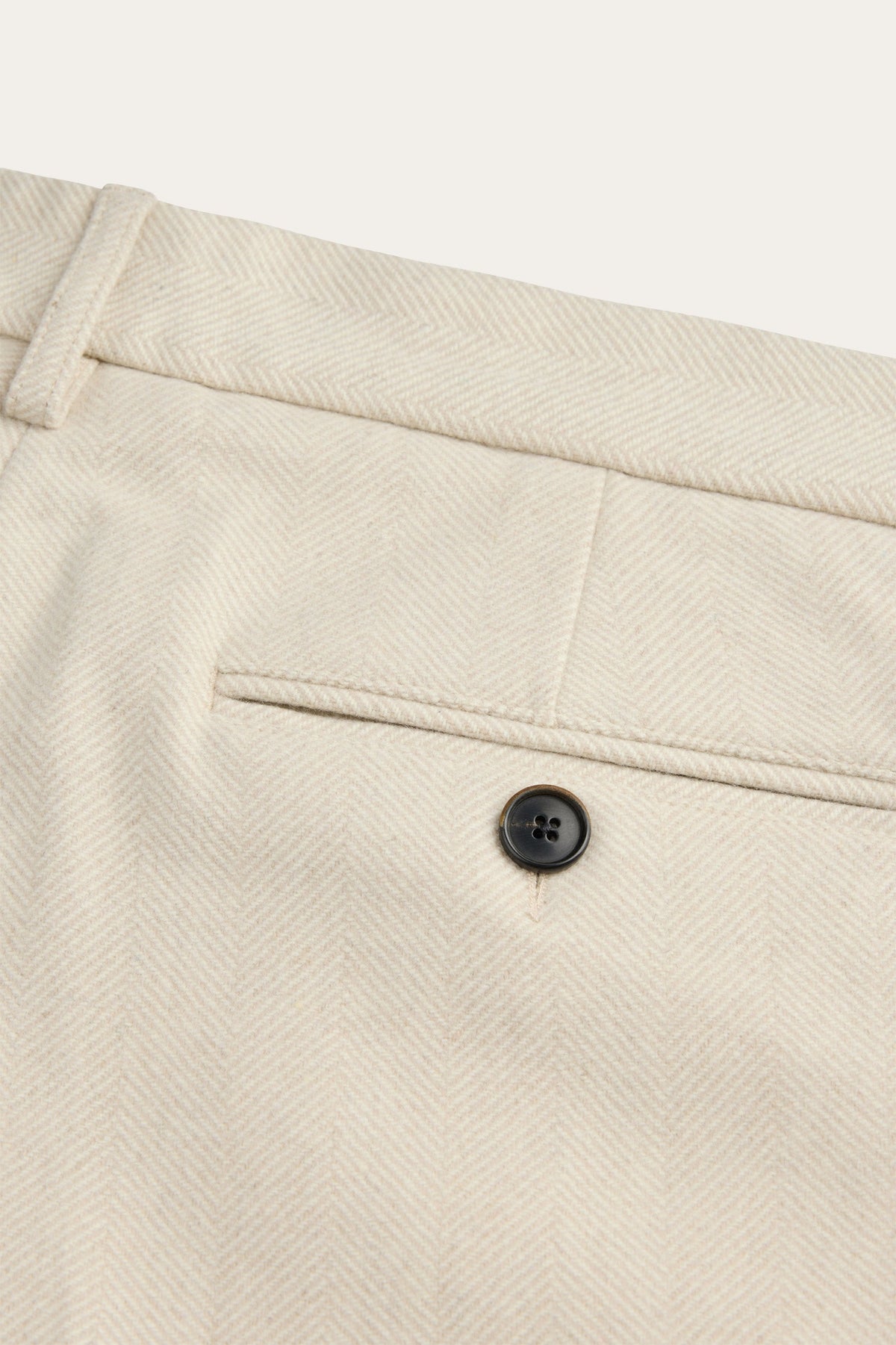 Beige visgraat wollen broek