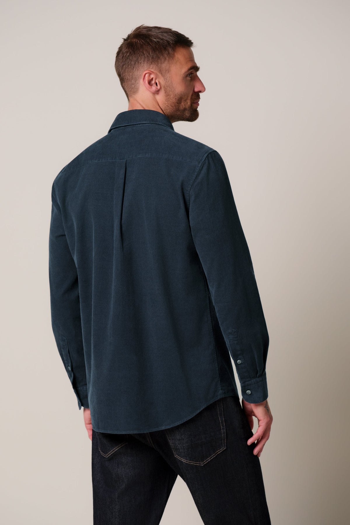 Navy corduroy overhemd