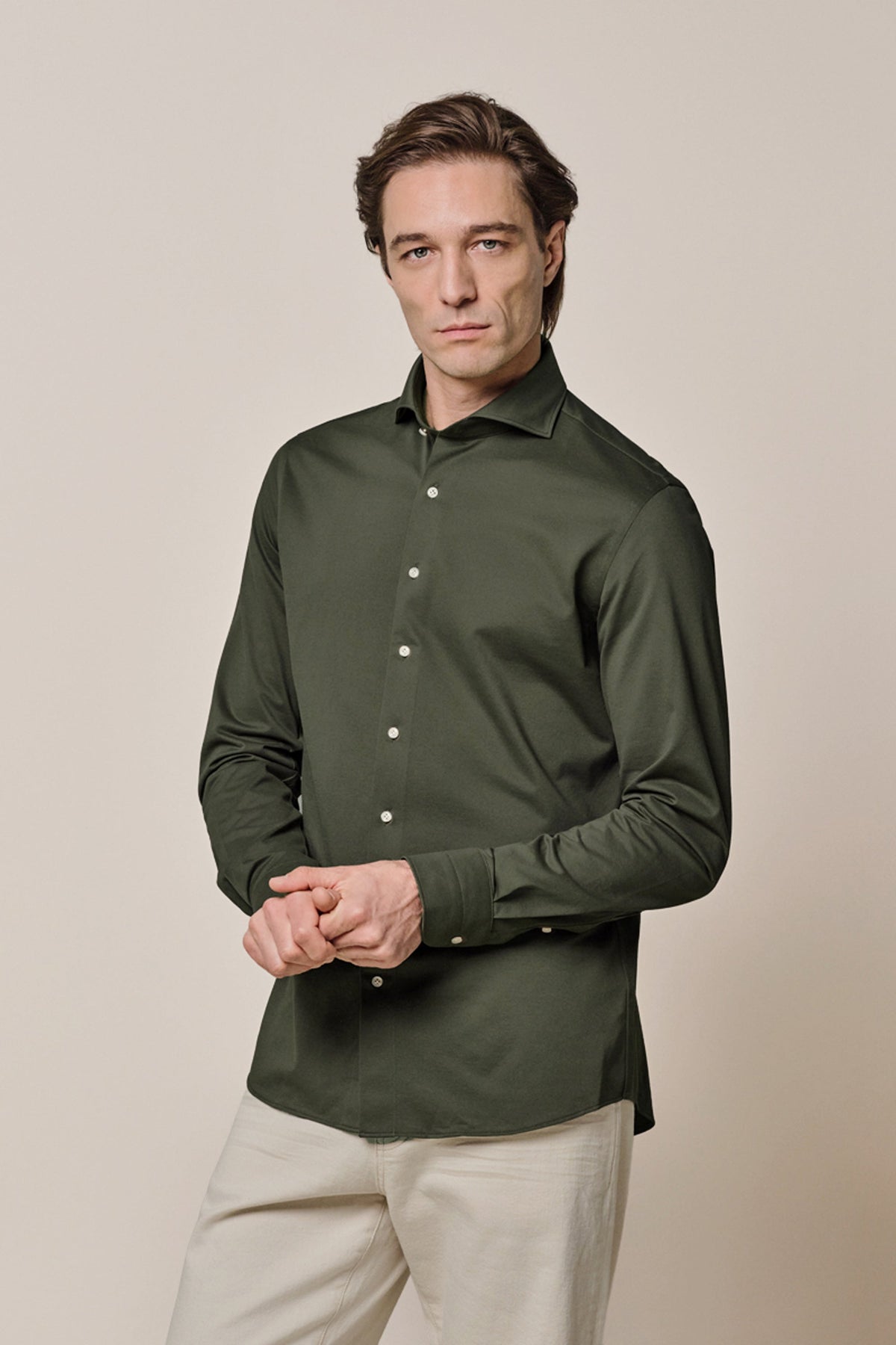 Groen Japanese knitted overhemd