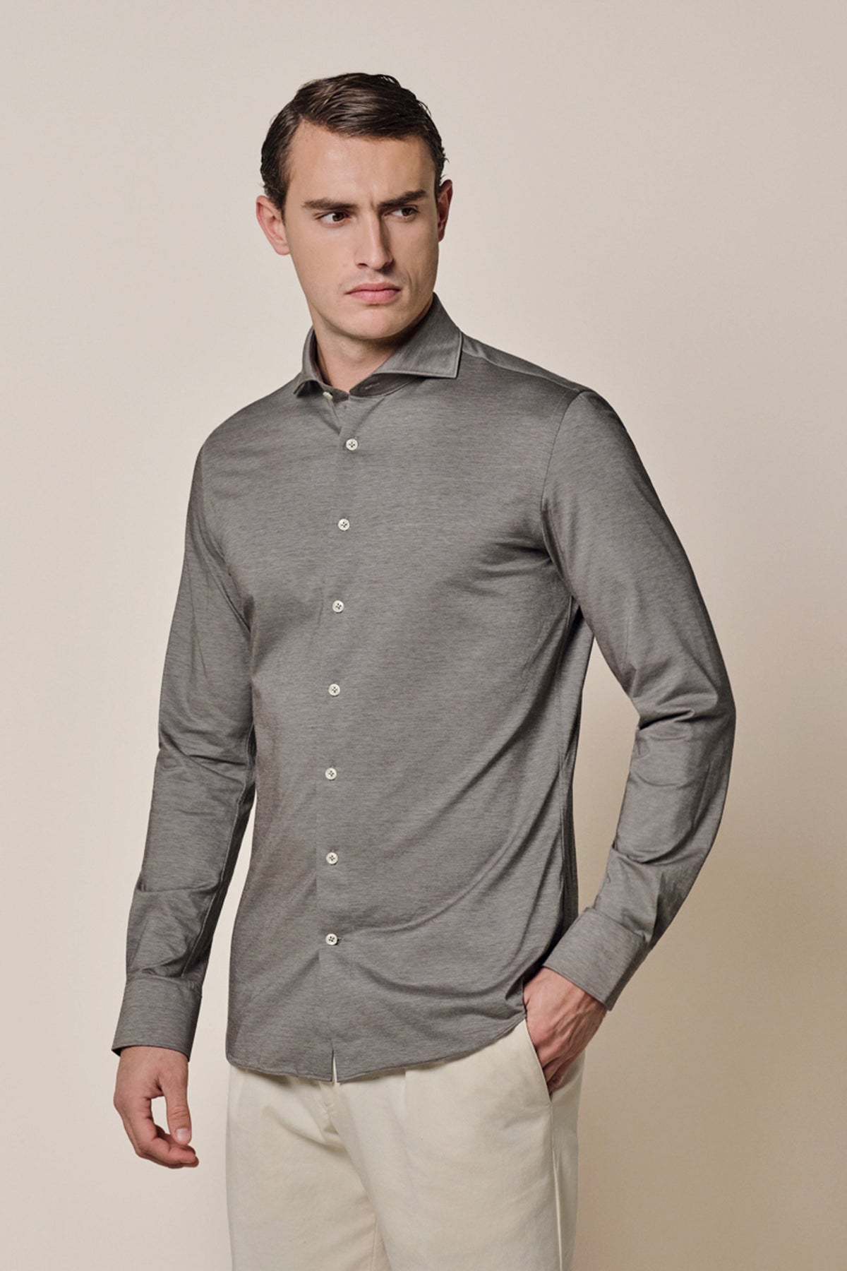Bruin Japanese knitted overhemd
