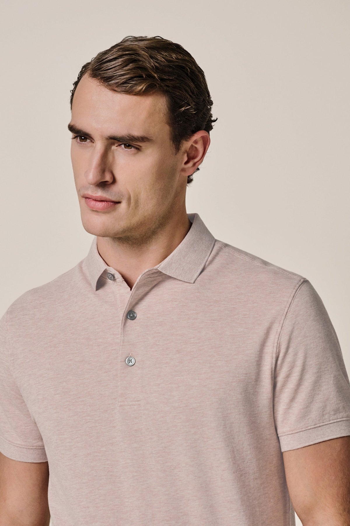 Donkerroze stretch piqué polo