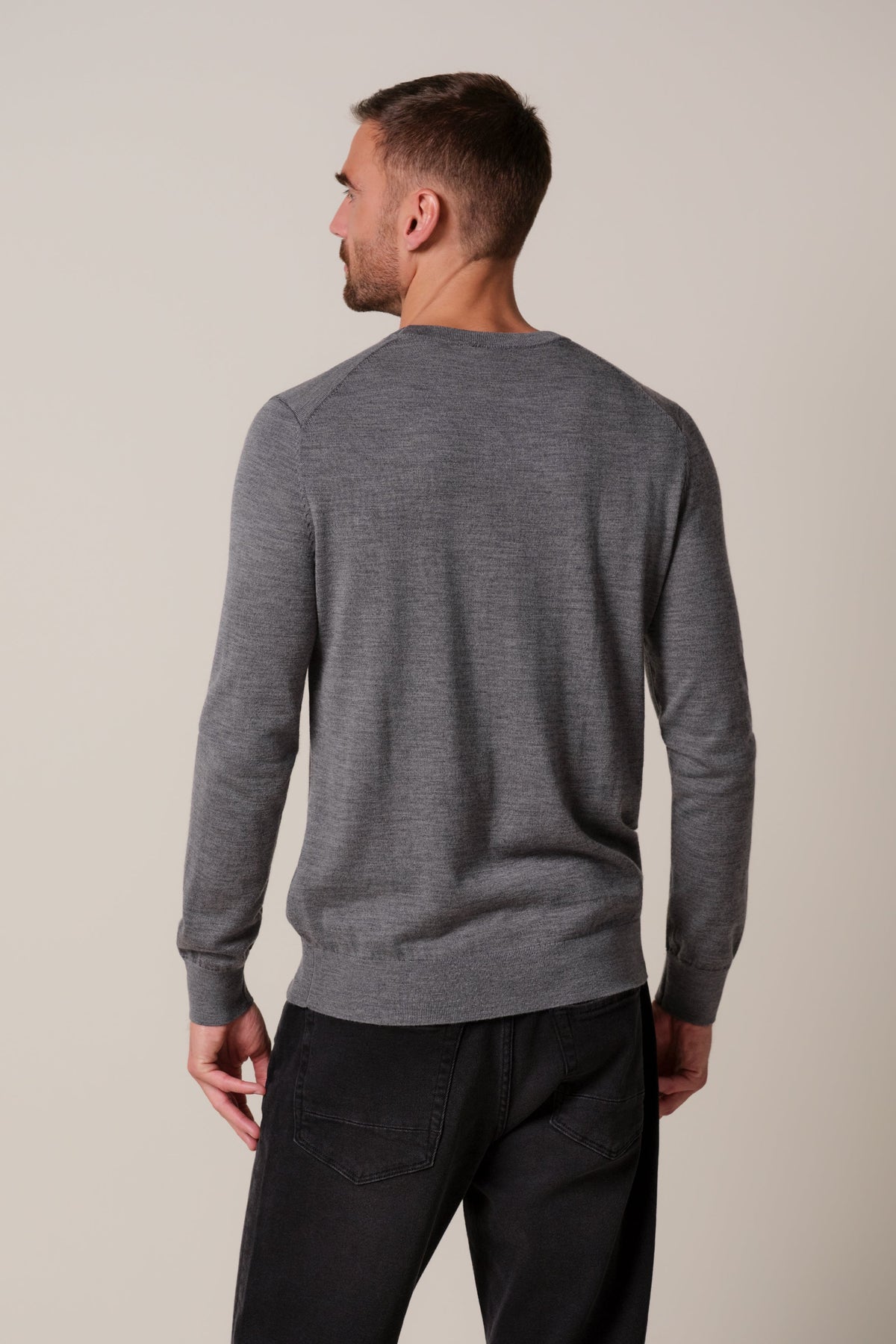 Grijze merino crewneck