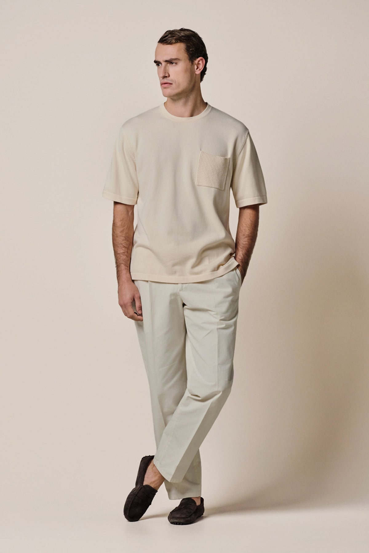Off-white katoenen t-shirt borstzak