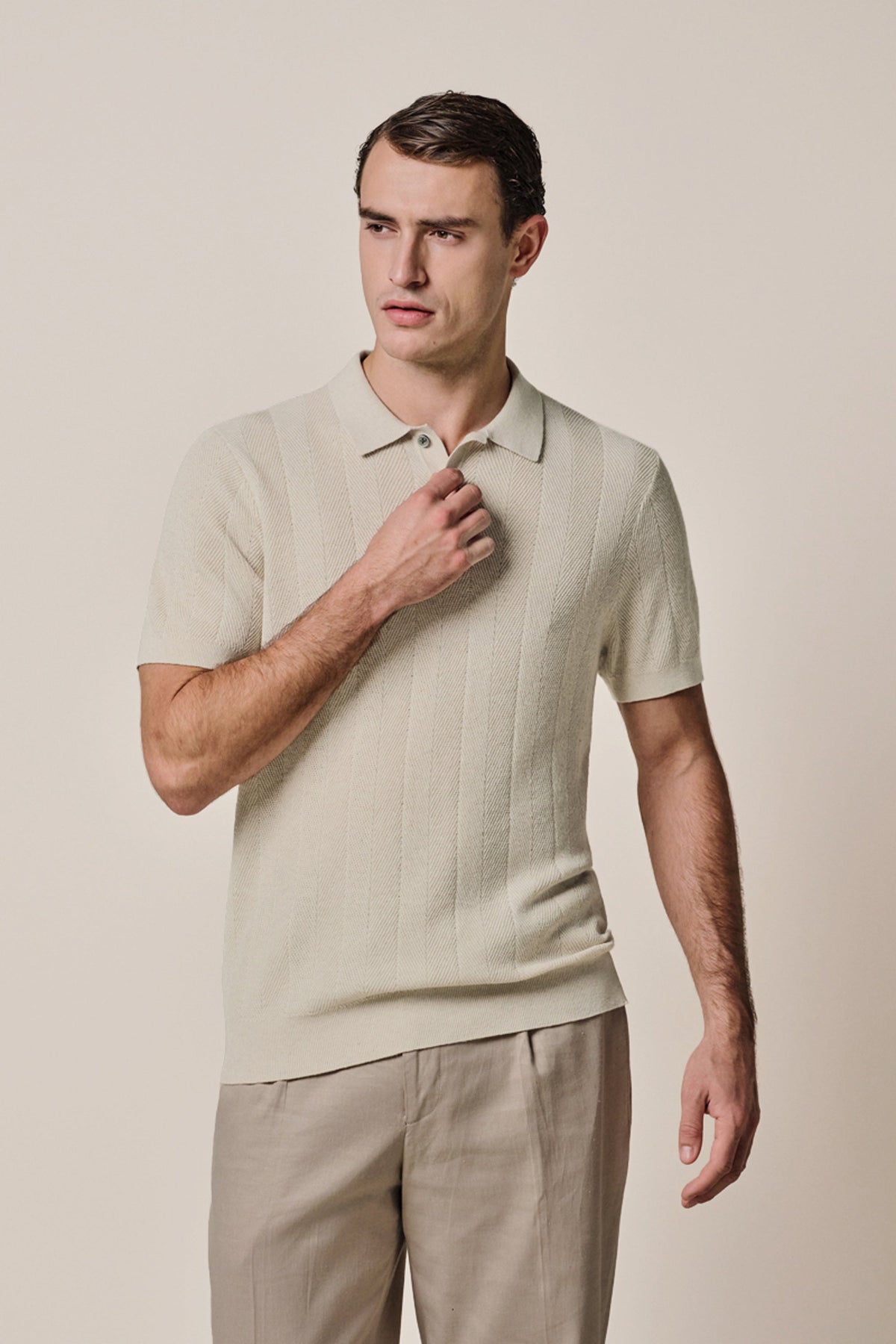 Off-white visgraat polo