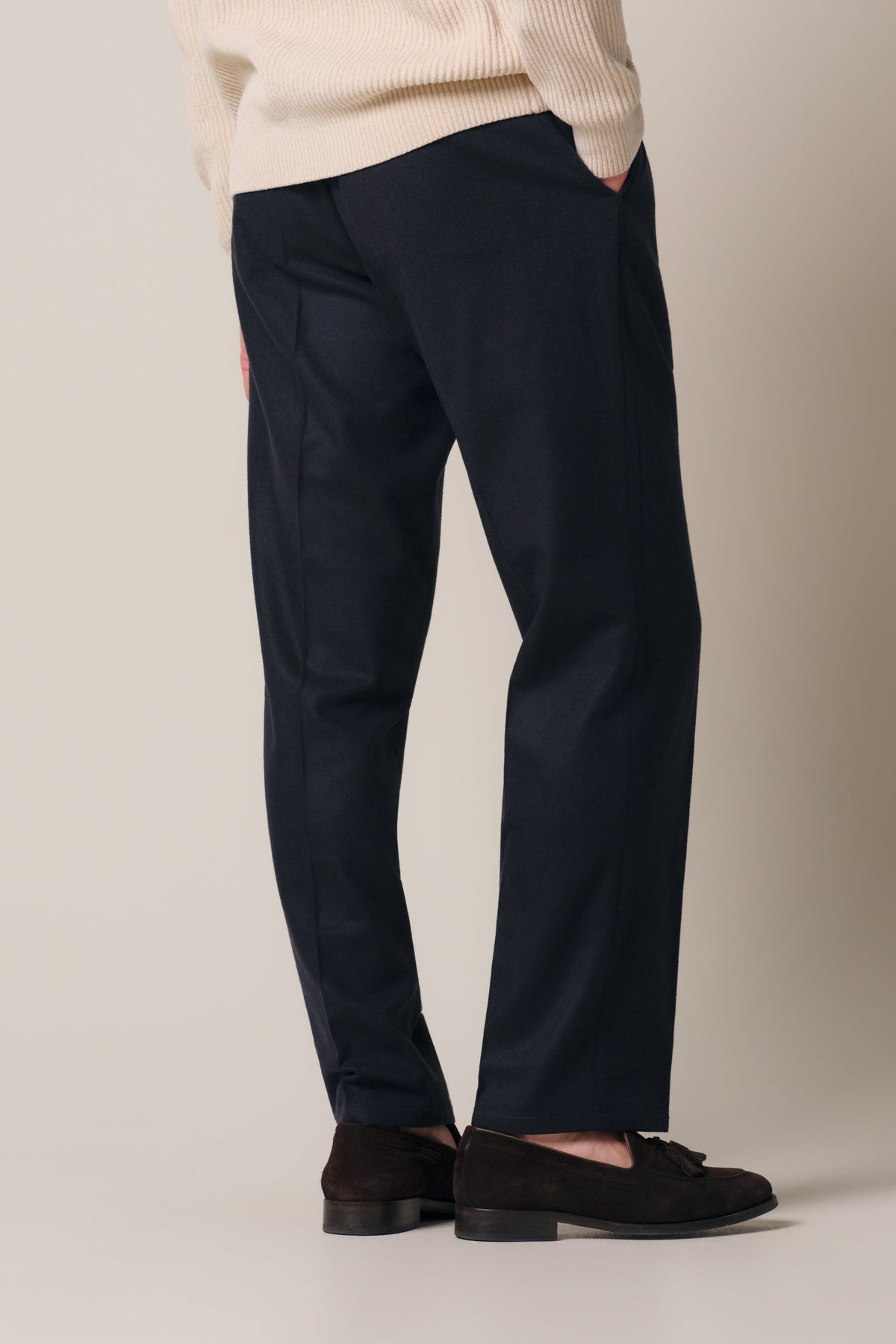 Navy melton wollen broek